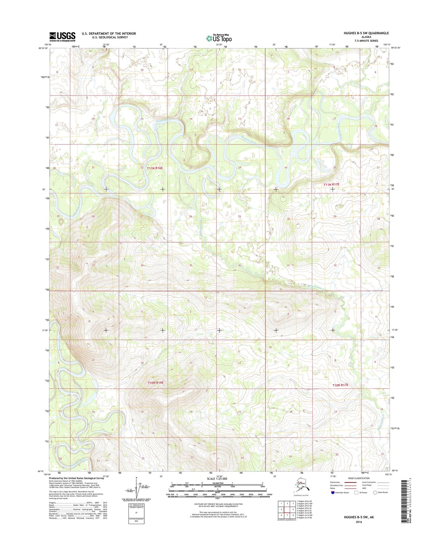 Hughes B-5 SW Alaska US Topo Map Image