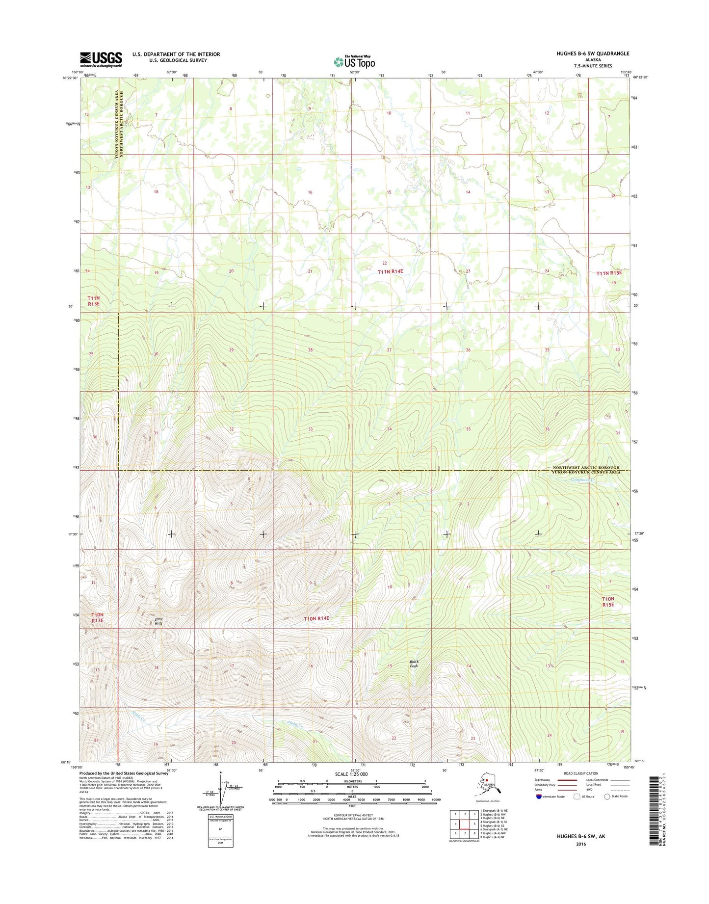 Hughes B-6 SW Alaska US Topo Map Image