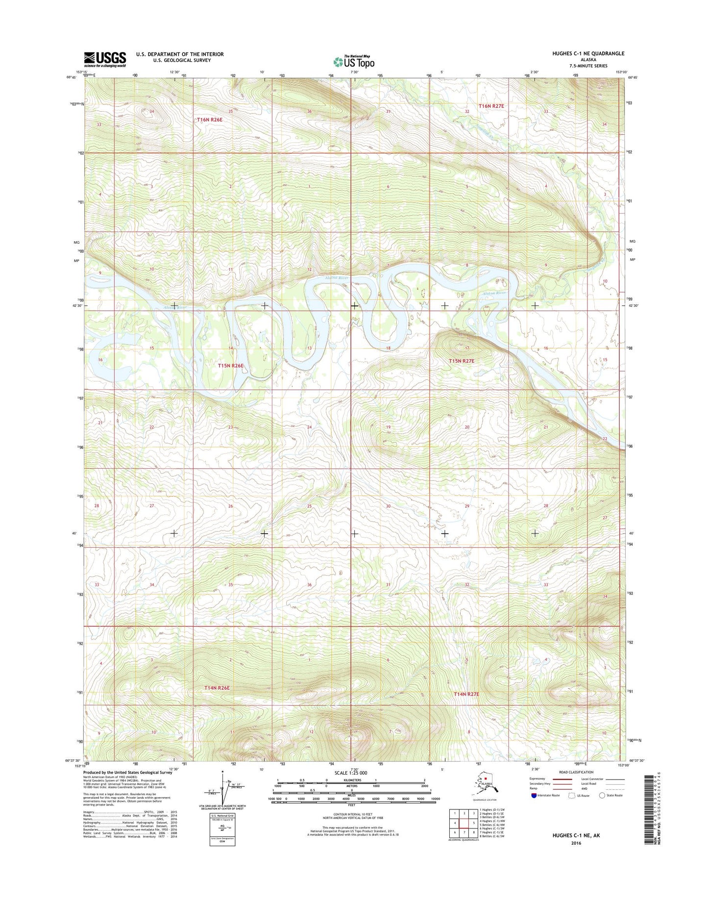 Hughes C-1 NE Alaska US Topo Map Image