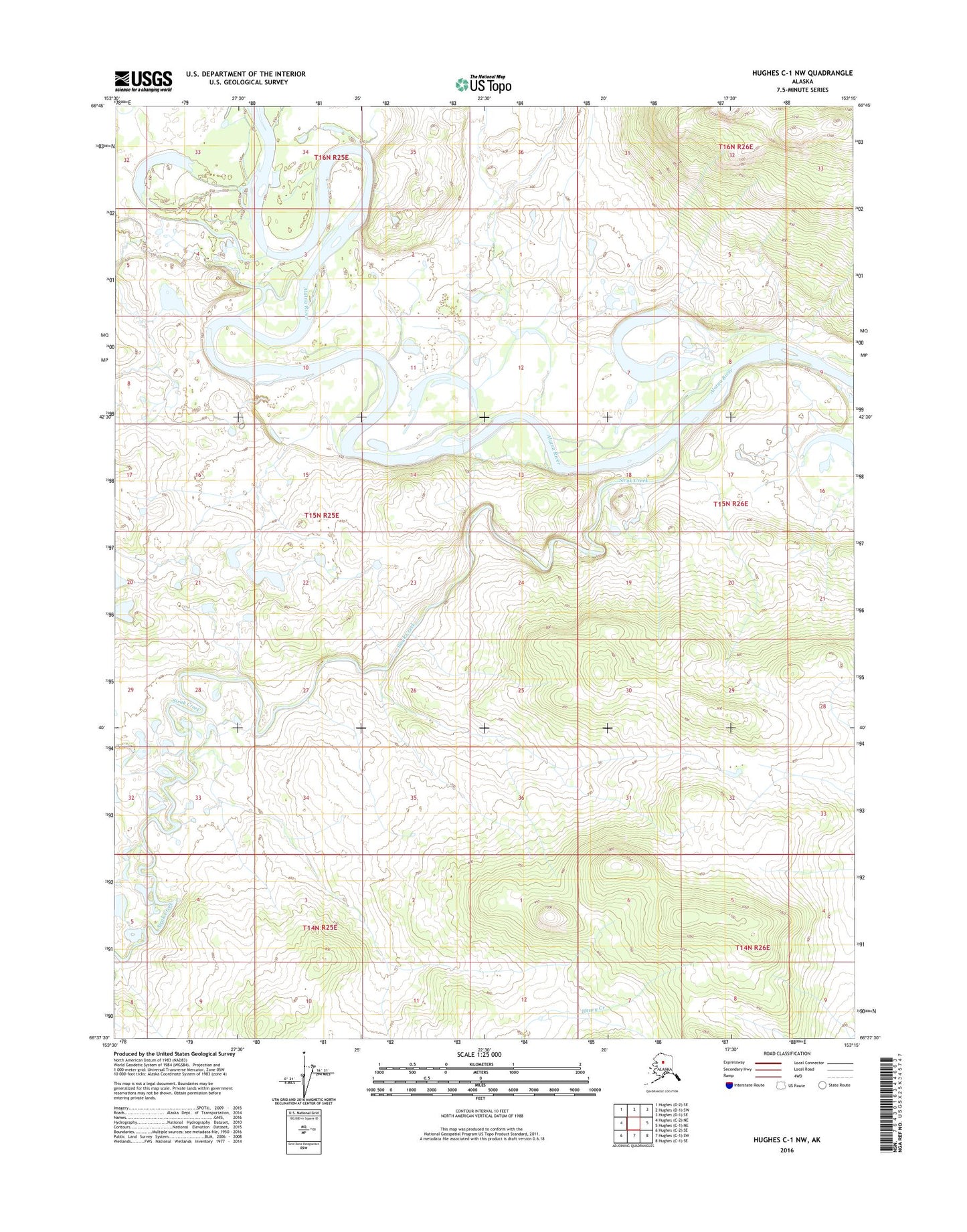 Hughes C-1 NW Alaska US Topo Map Image