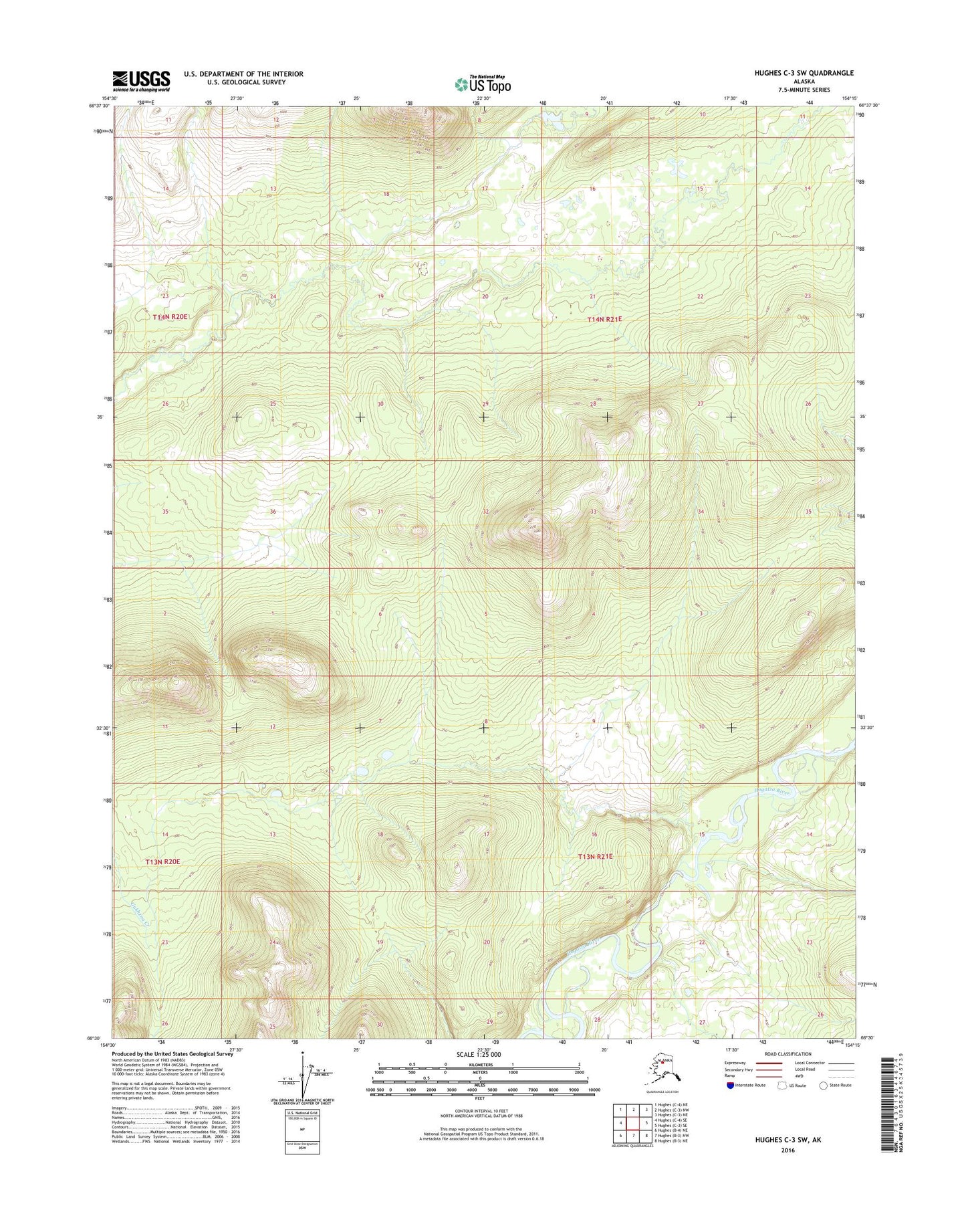 Hughes C-3 SW Alaska US Topo Map Image