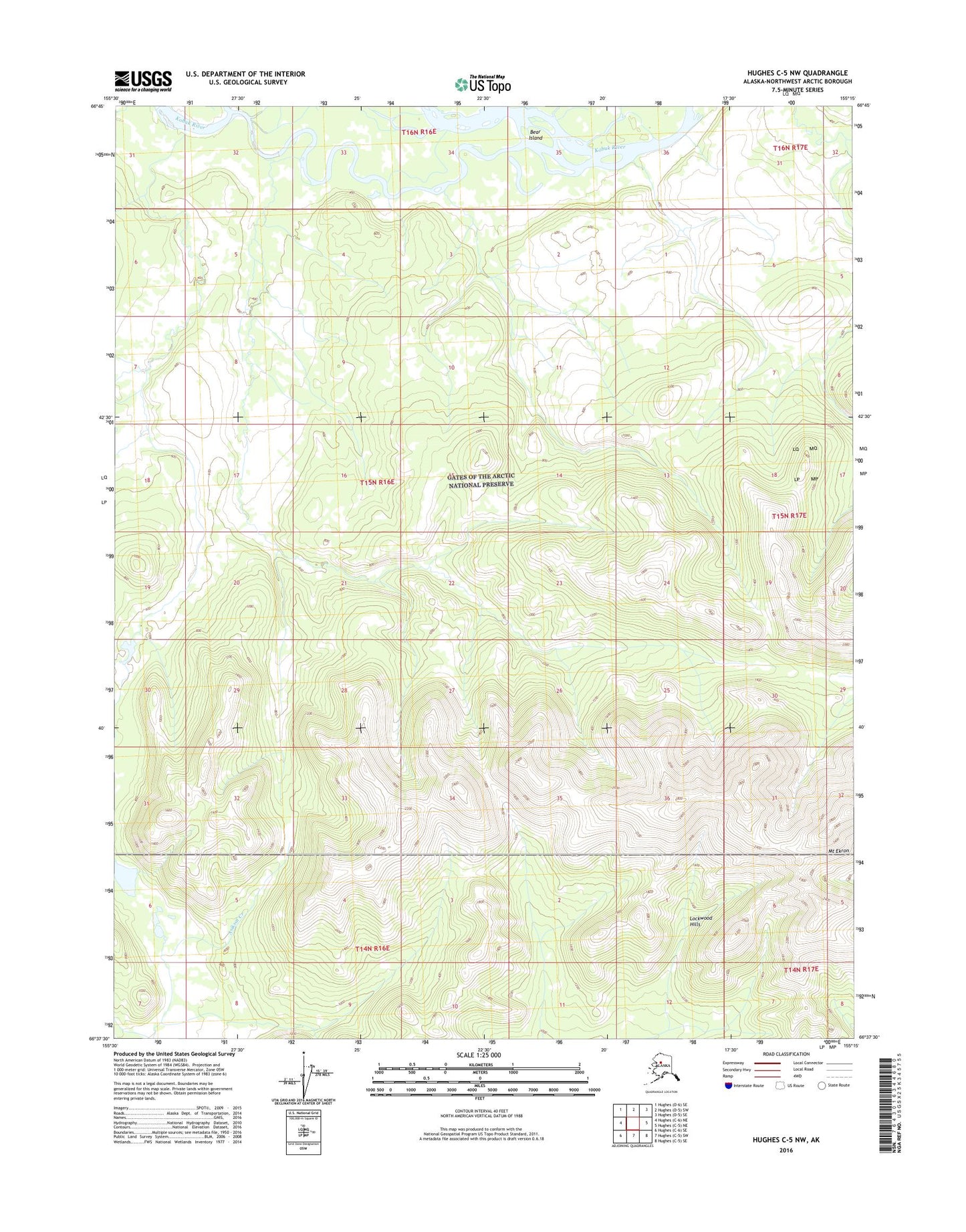 Hughes C-5 NW Alaska US Topo Map Image