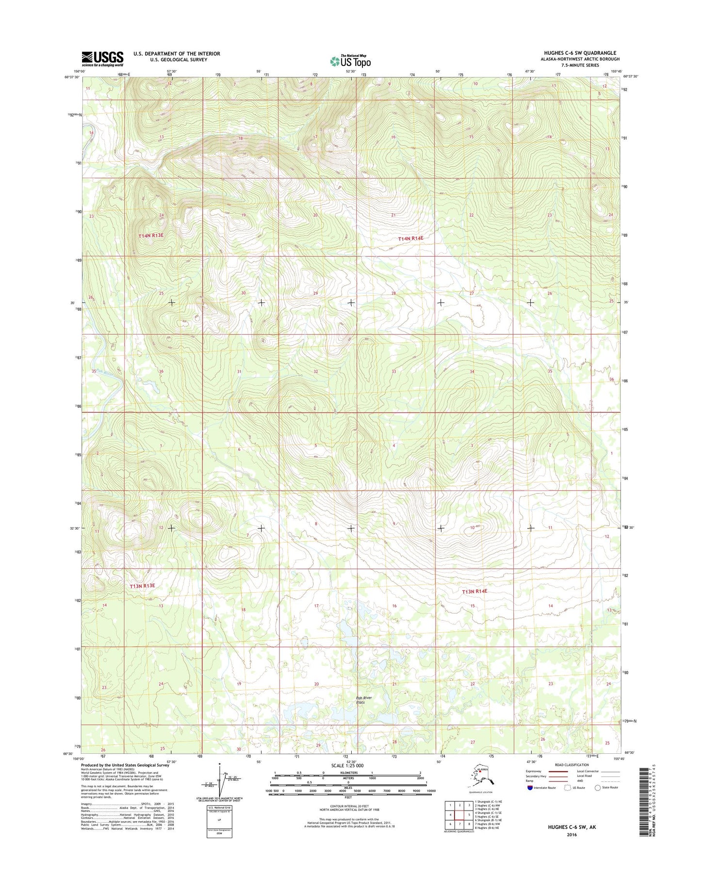 Hughes C-6 SW Alaska US Topo Map Image