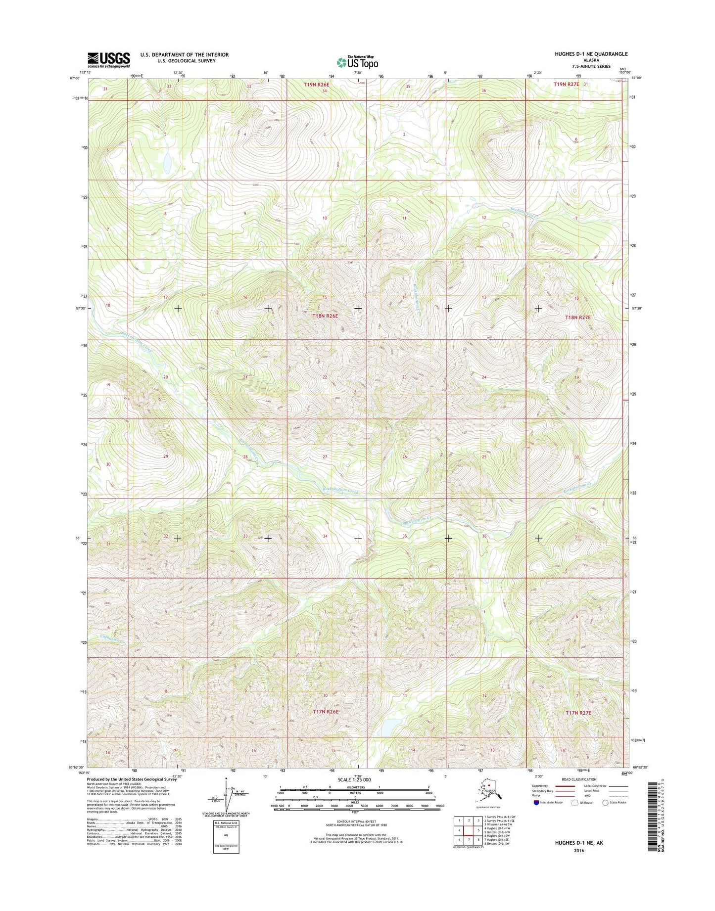 Hughes D-1 NE Alaska US Topo Map Image