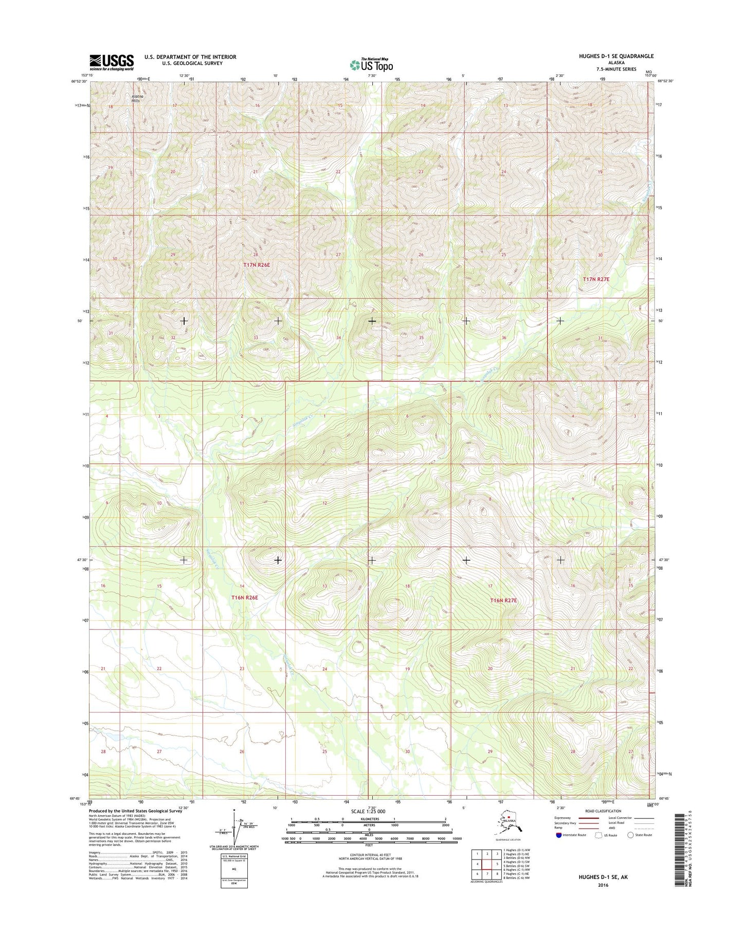 Hughes D-1 SE Alaska US Topo Map Image
