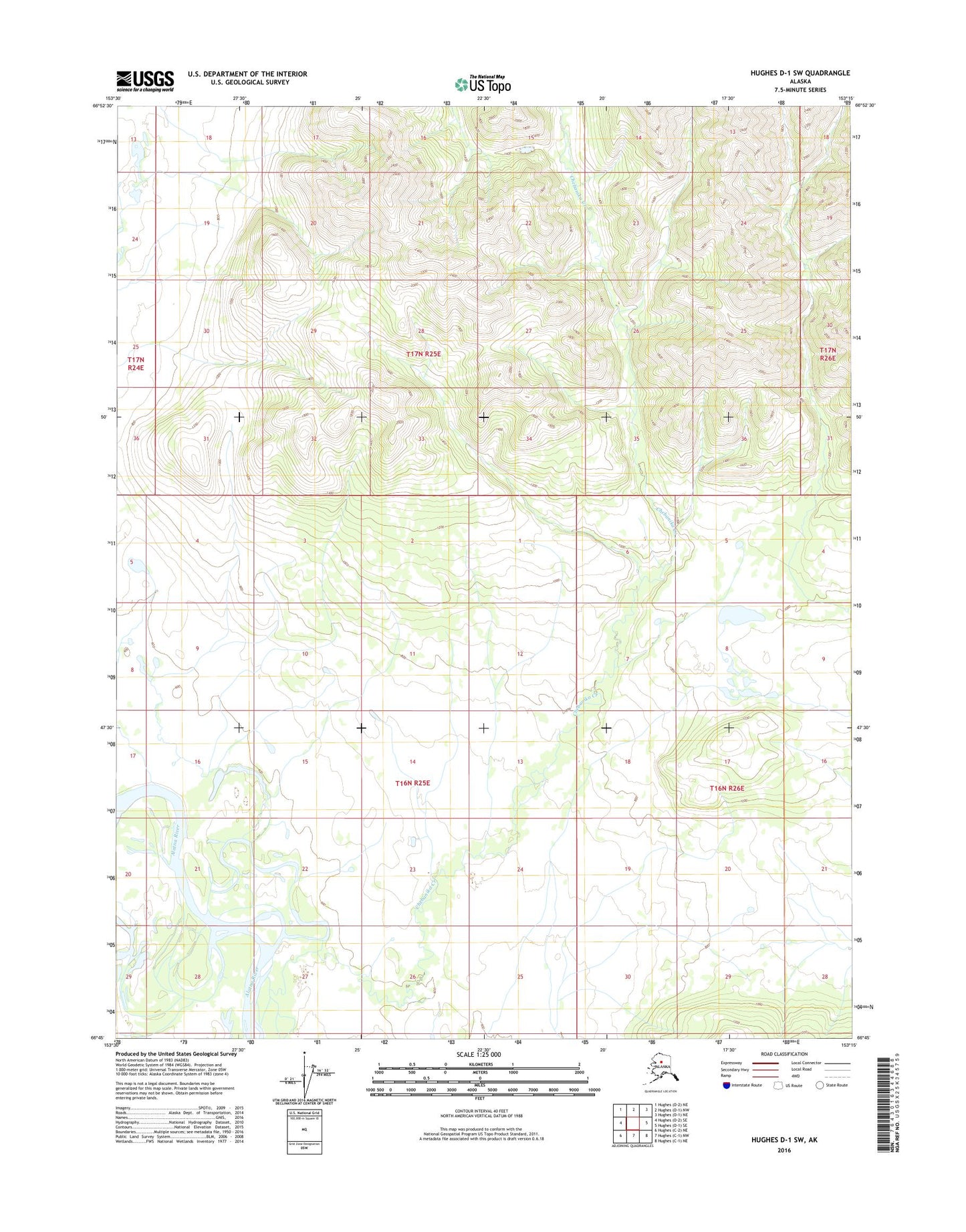 Hughes D-1 SW Alaska US Topo Map Image