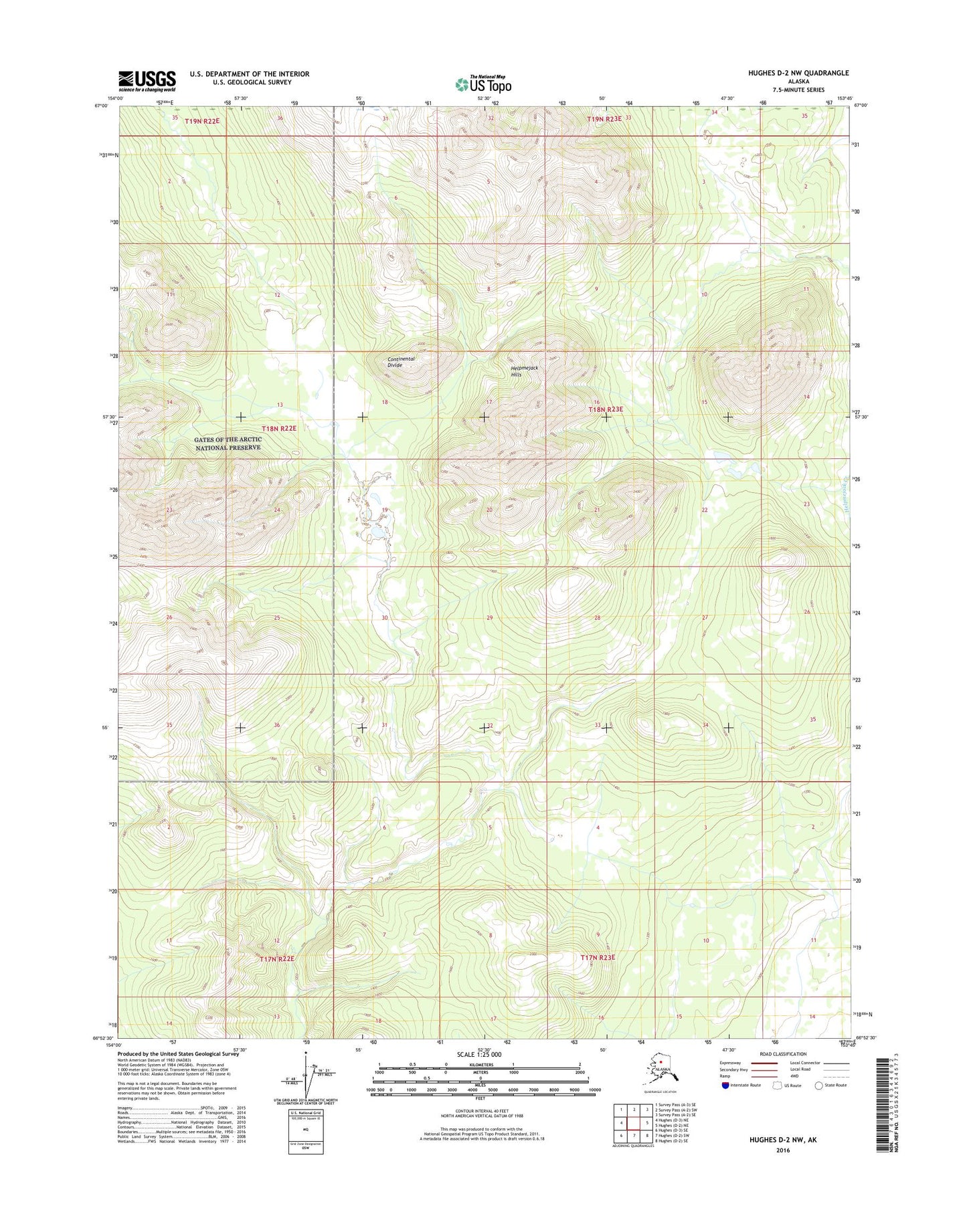 Hughes D-2 NW Alaska US Topo Map Image