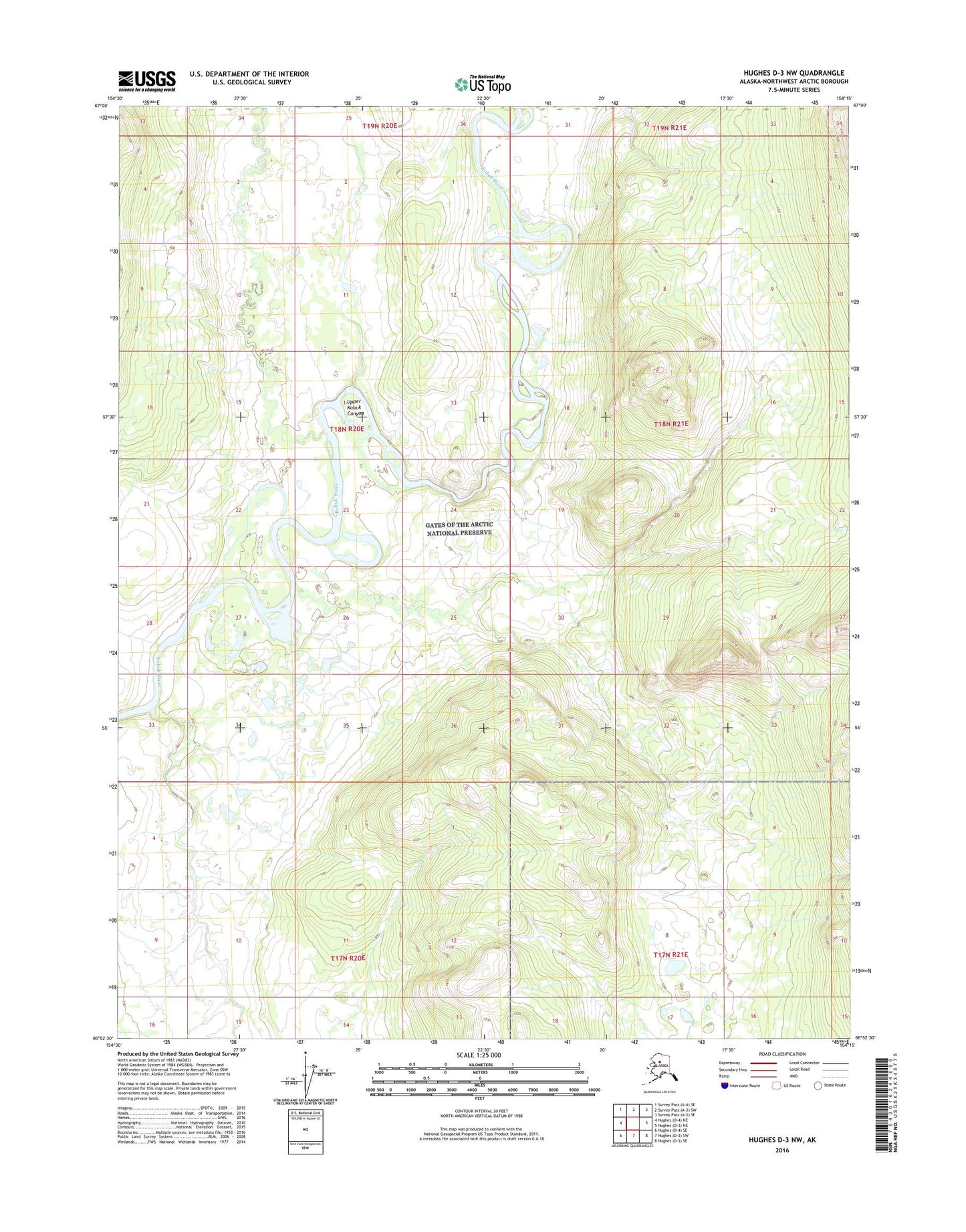 Hughes D-3 NW Alaska US Topo Map Image