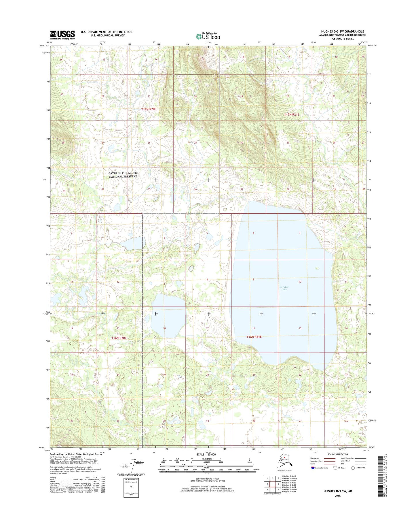 Hughes D-3 SW Alaska US Topo Map Image