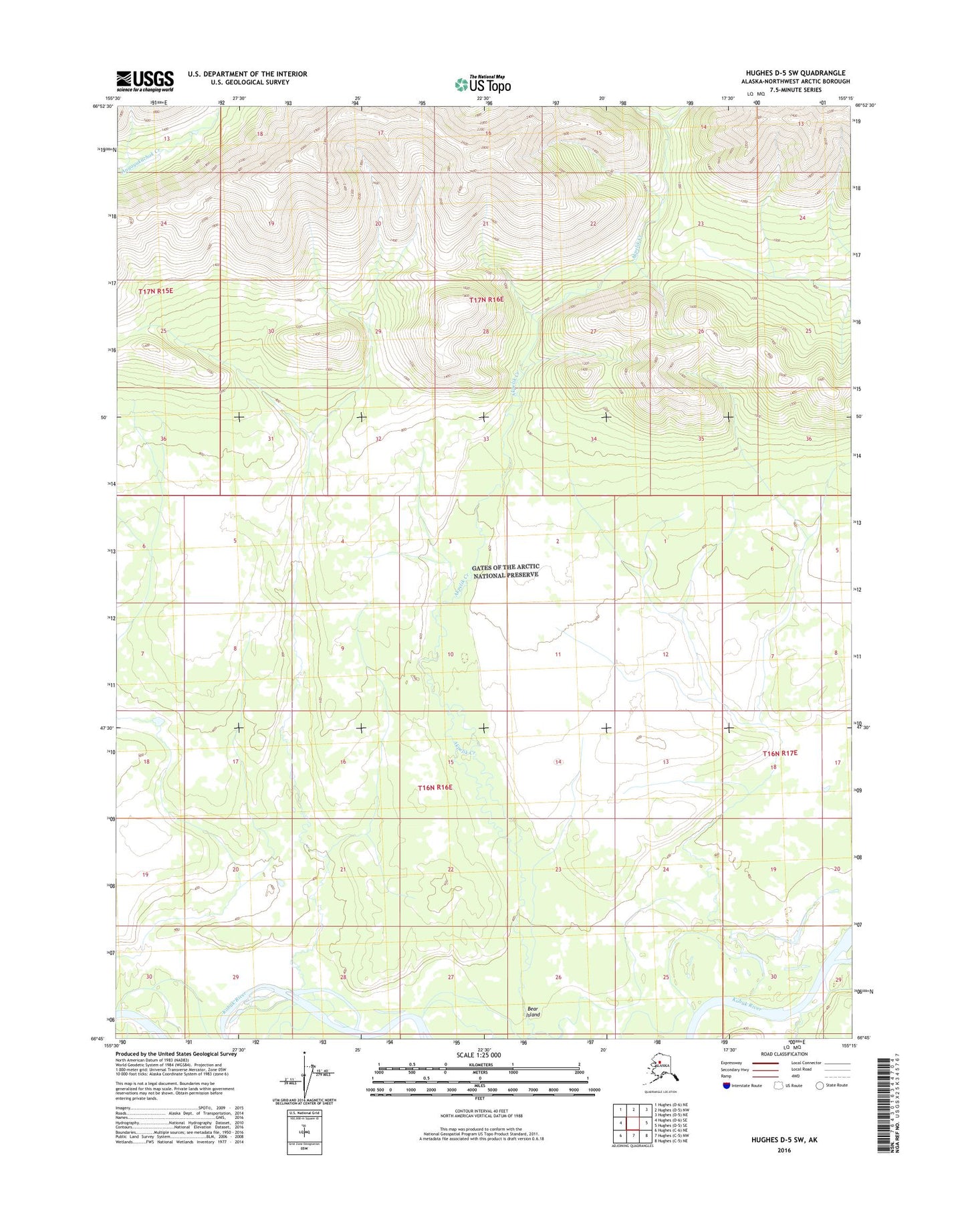 Hughes D-5 SW Alaska US Topo Map Image