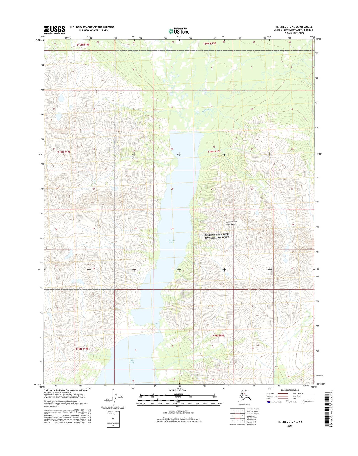 Hughes D-6 NE Alaska US Topo Map Image