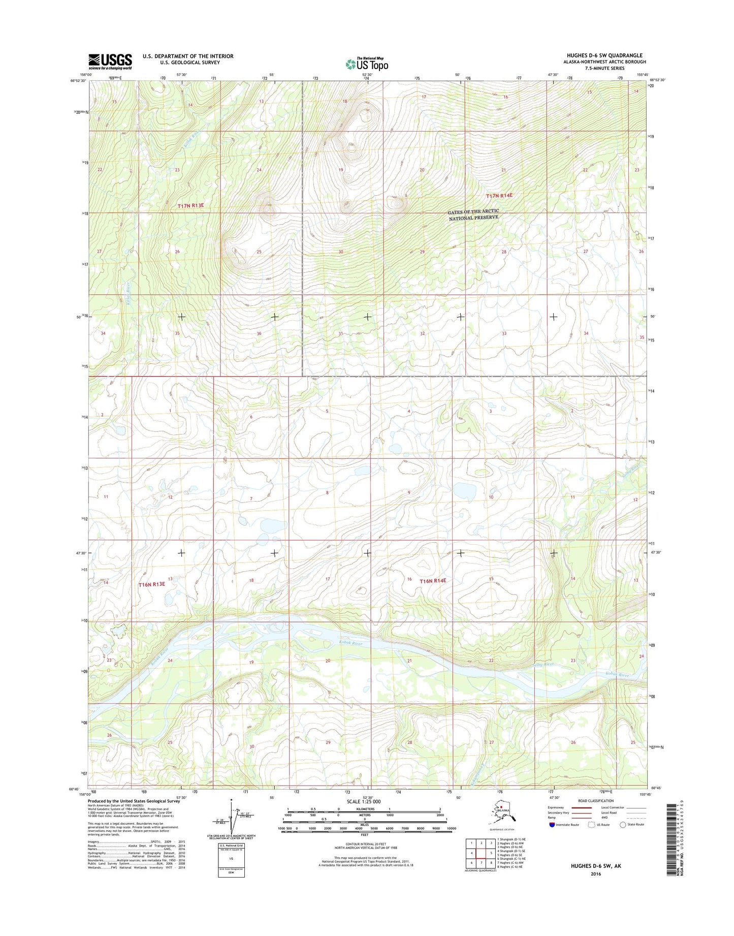 Hughes D-6 SW Alaska US Topo Map Image