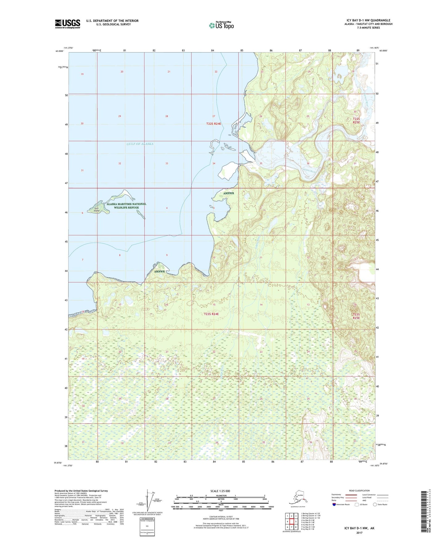 Icy Bay D-1 NW Alaska US Topo Map Image