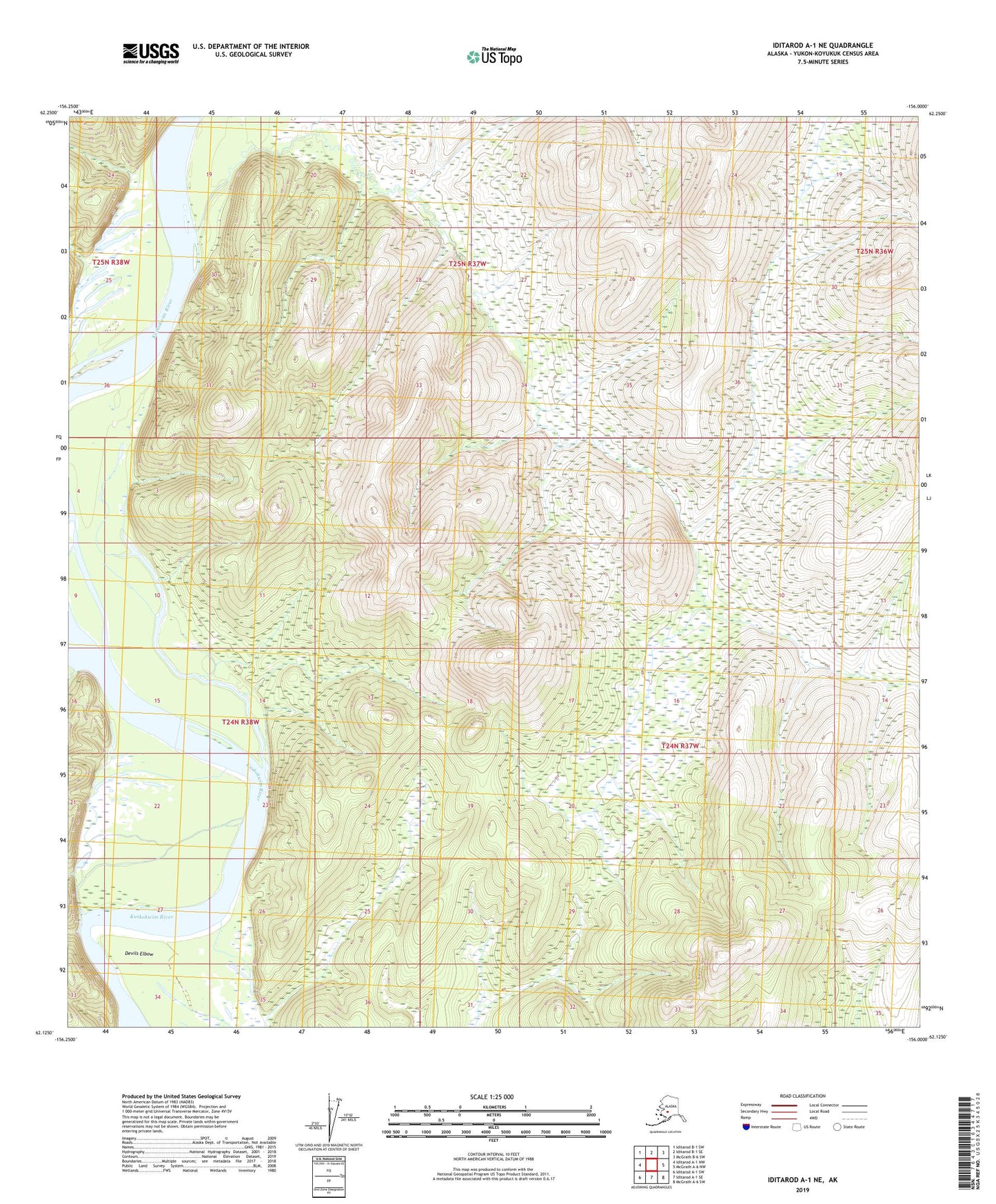 Iditarod A-1 NE Alaska US Topo Map Image
