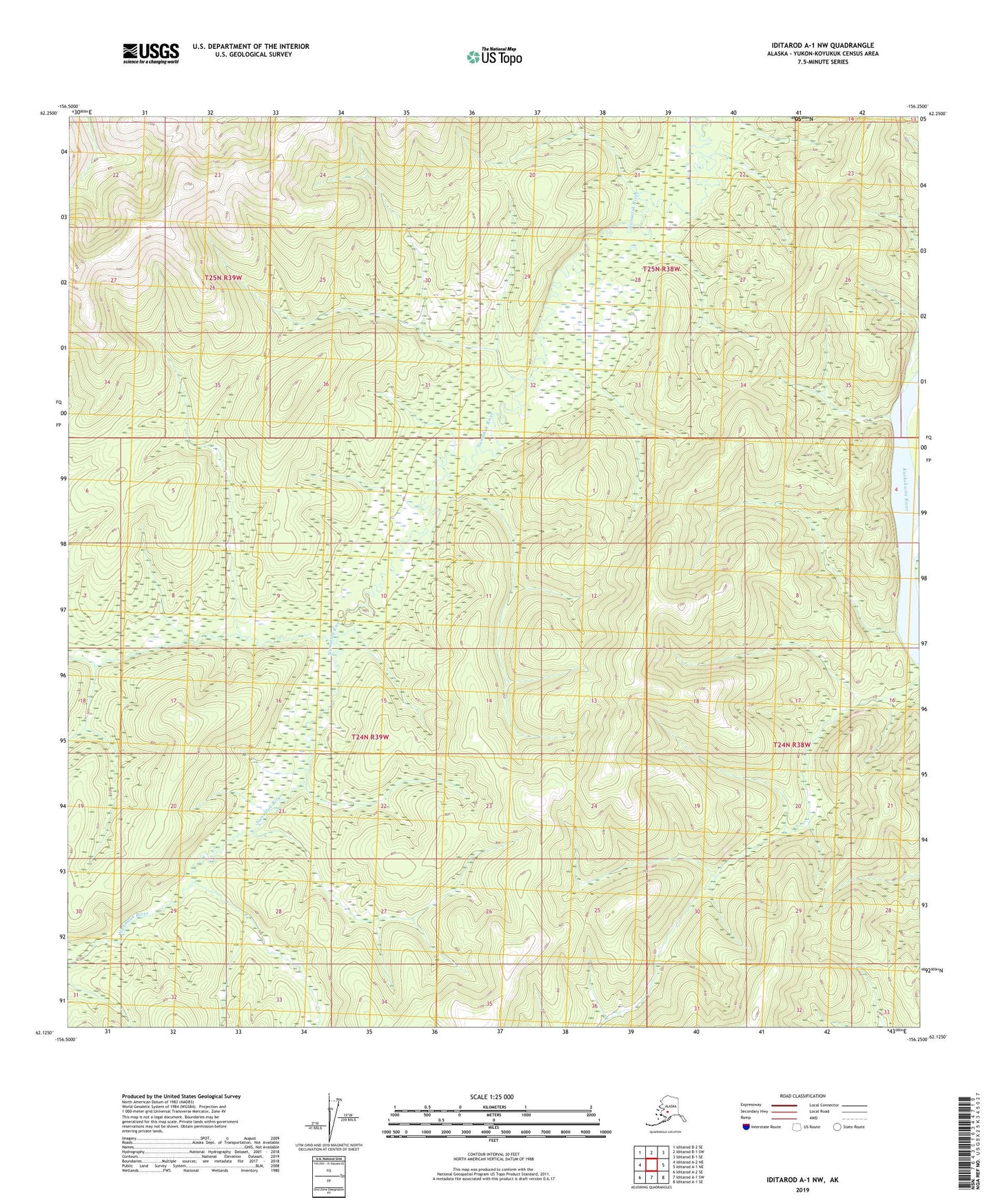 Iditarod A-1 NW Alaska US Topo Map Image