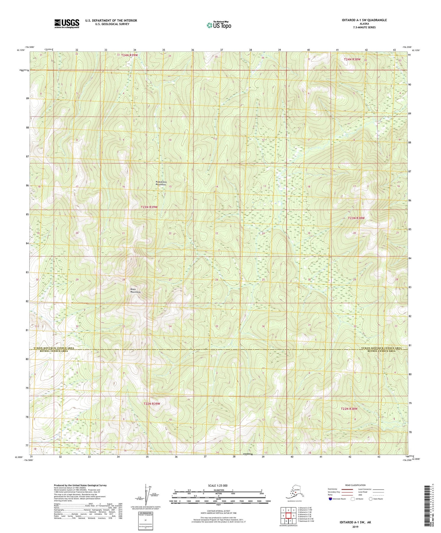 Iditarod A-1 SW Alaska US Topo Map Image
