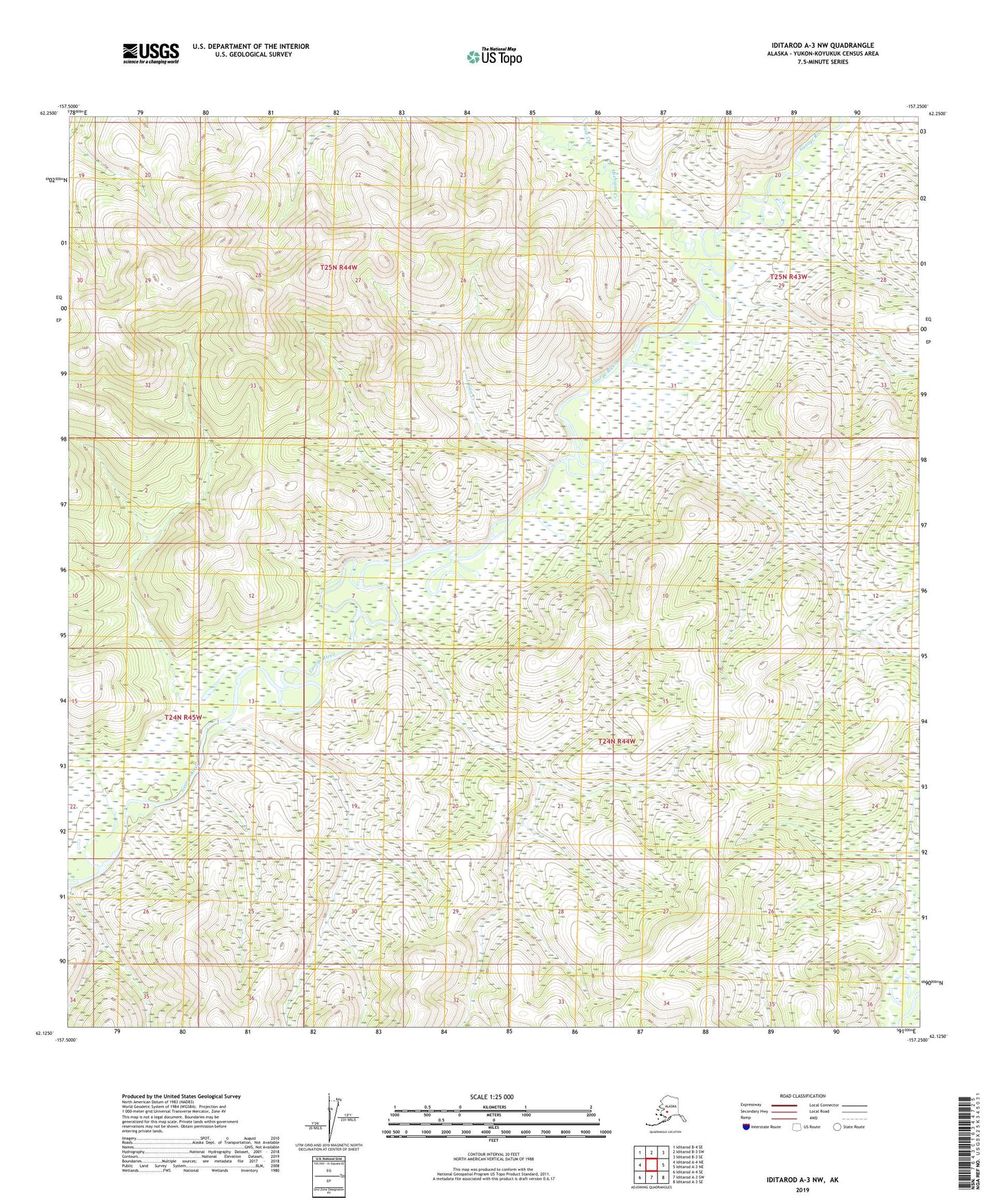 Iditarod A-3 NW Alaska US Topo Map Image