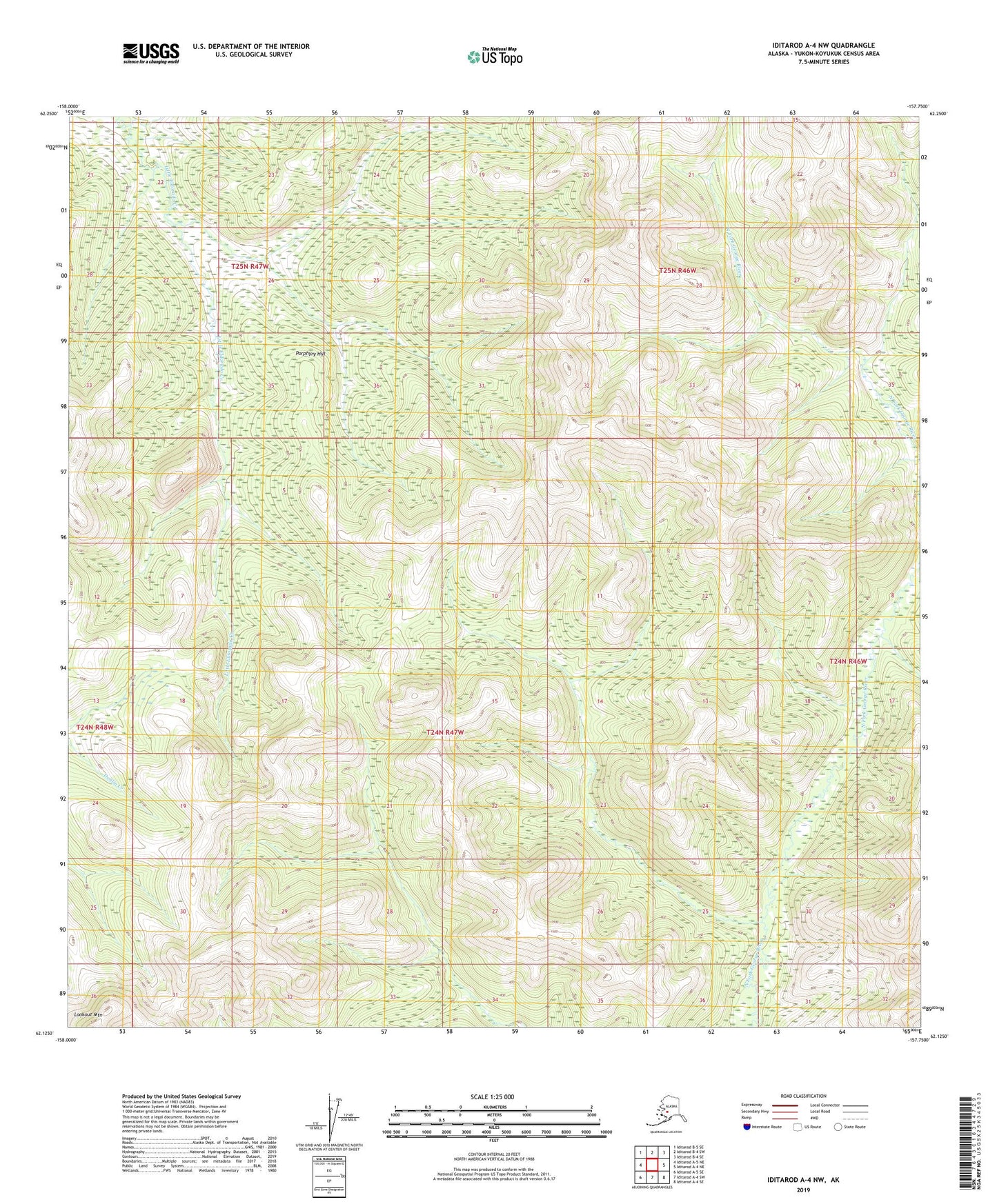 Iditarod A-4 NW Alaska US Topo Map Image