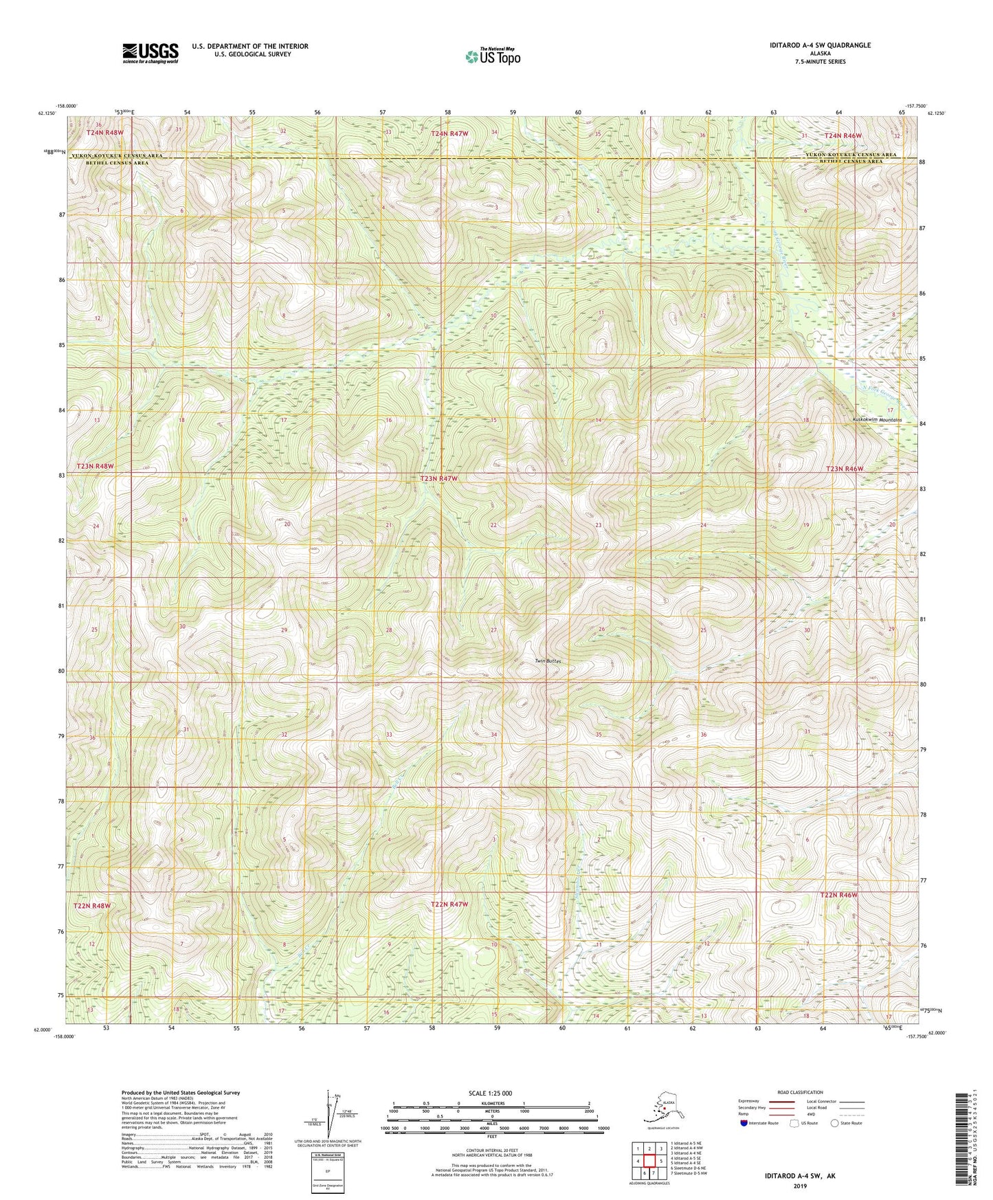 Iditarod A-4 SW Alaska US Topo Map Image