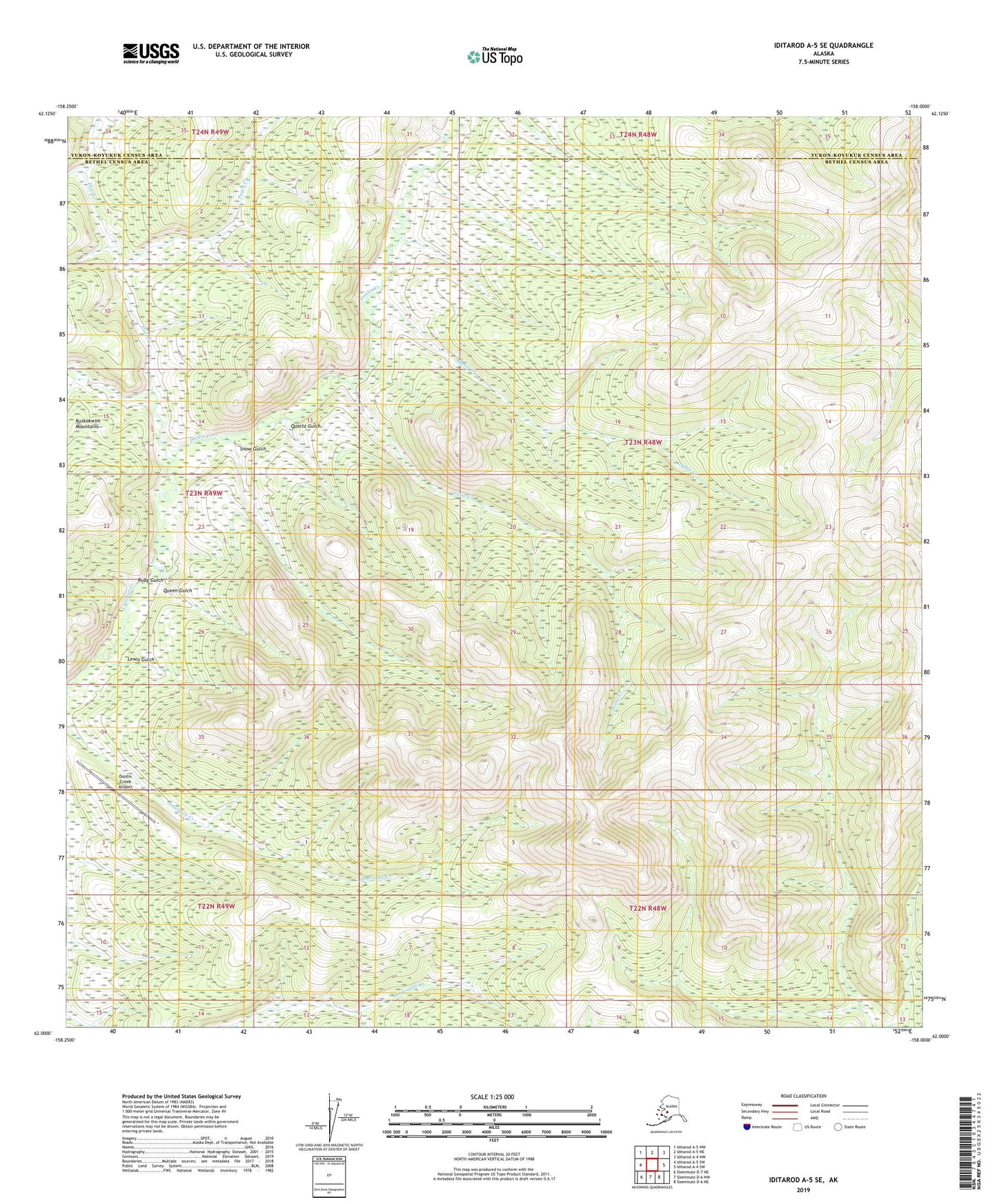 Iditarod A-5 SE Alaska US Topo Map Image