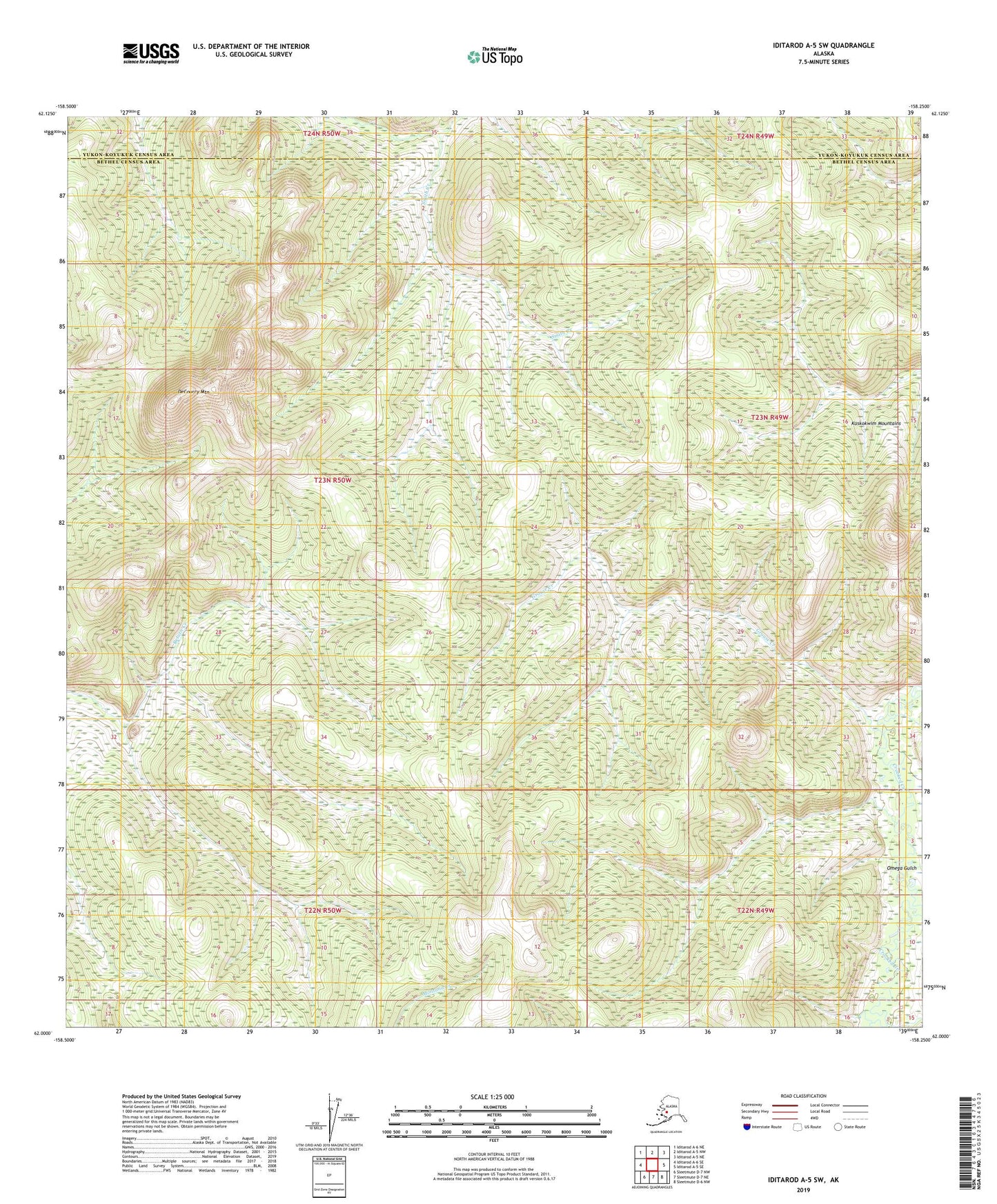 Iditarod A-5 SW Alaska US Topo Map Image