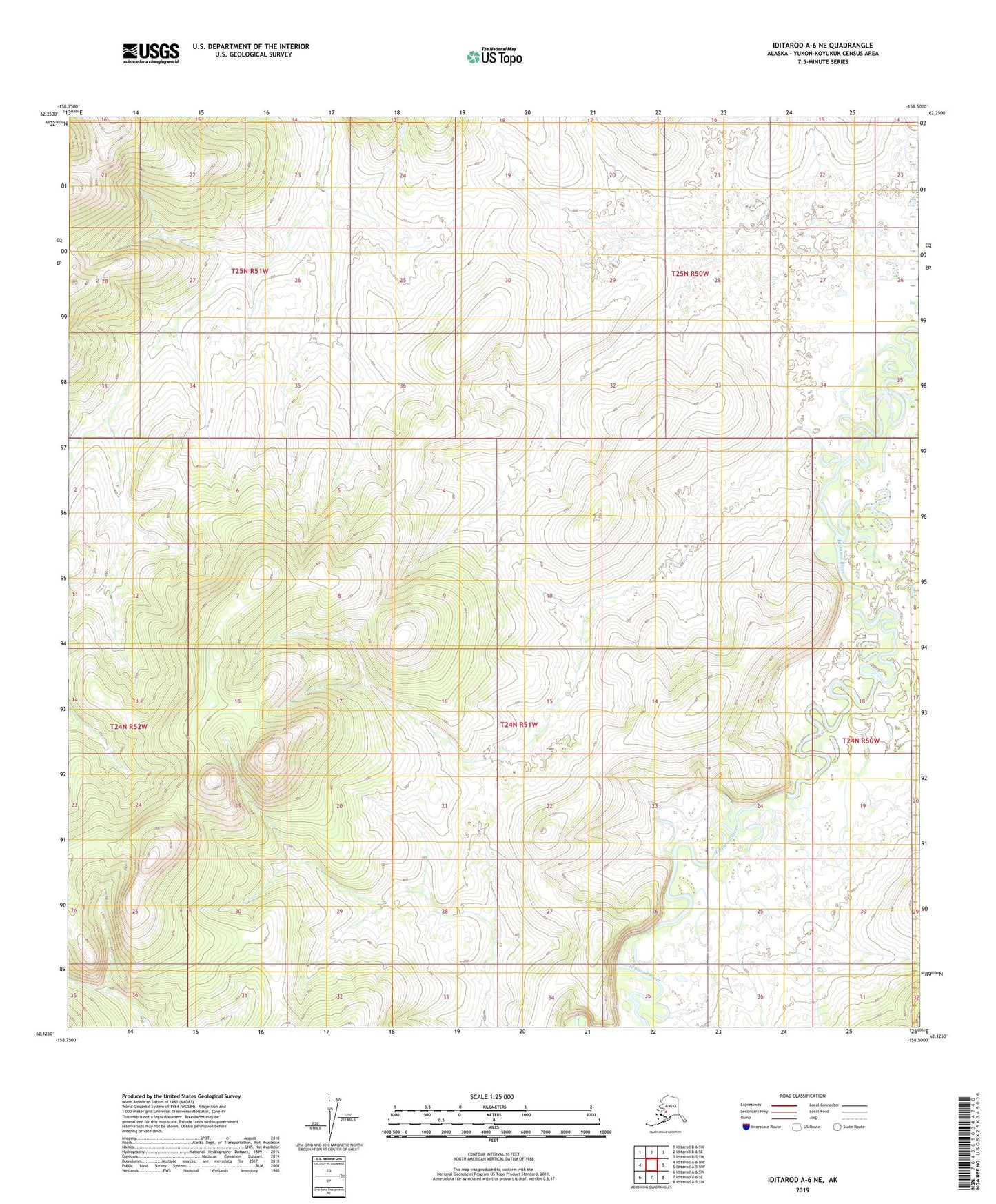 Iditarod A-6 NE Alaska US Topo Map Image