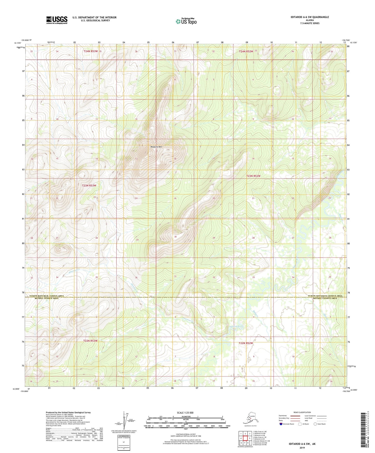 Iditarod A-6 SW Alaska US Topo Map Image