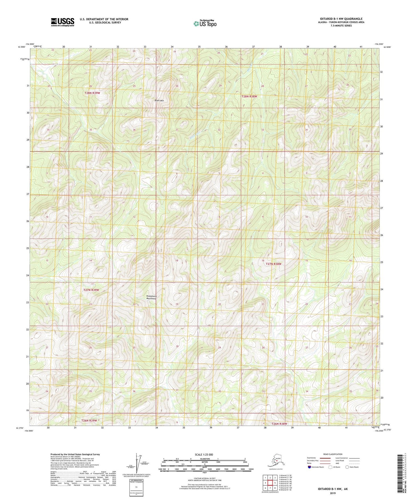 Iditarod B-1 NW Alaska US Topo Map Image