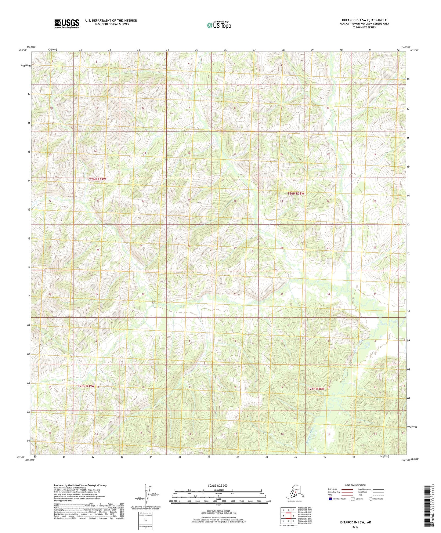 Iditarod B-1 SW Alaska US Topo Map Image