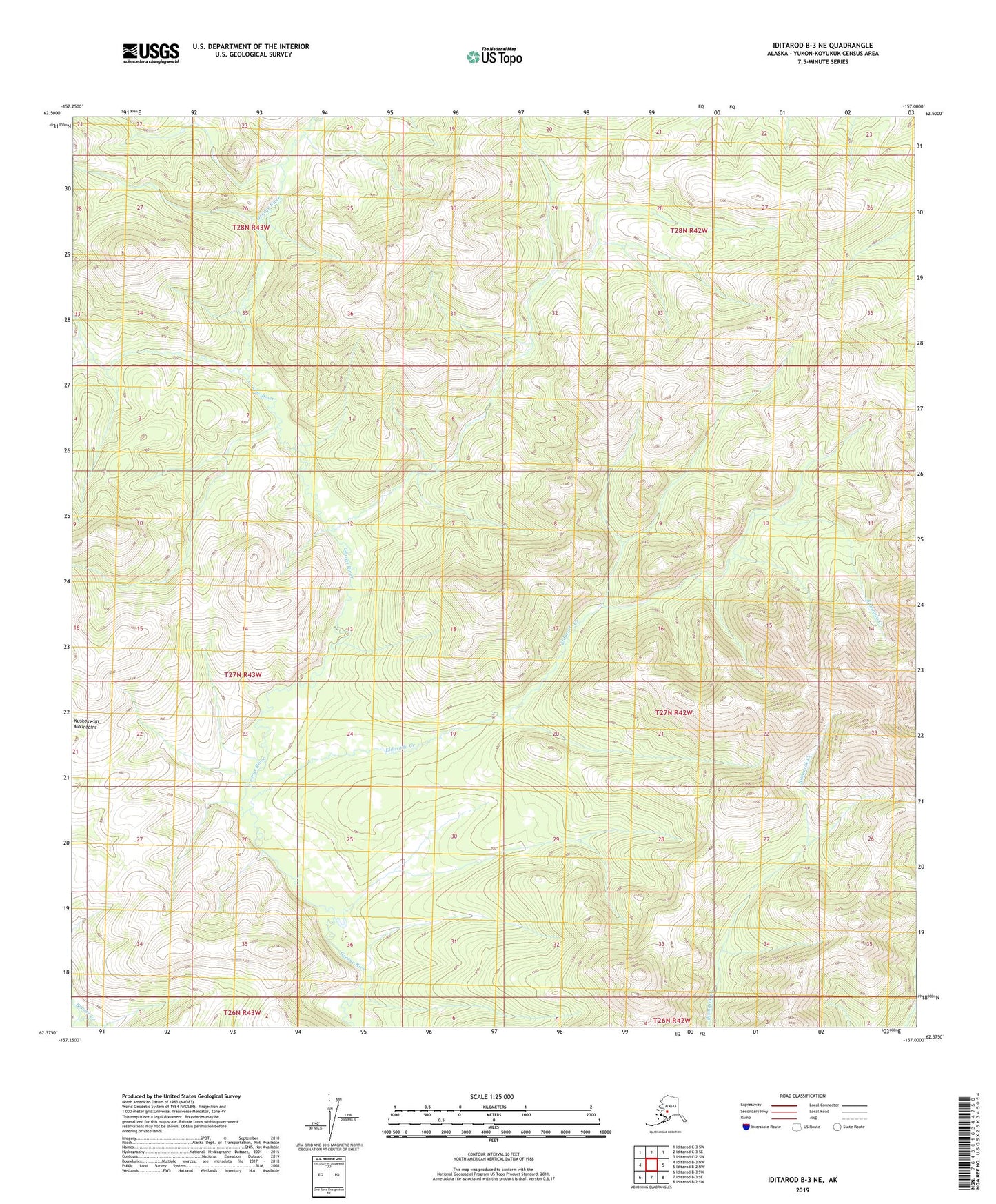 Iditarod B-3 NE Alaska US Topo Map Image
