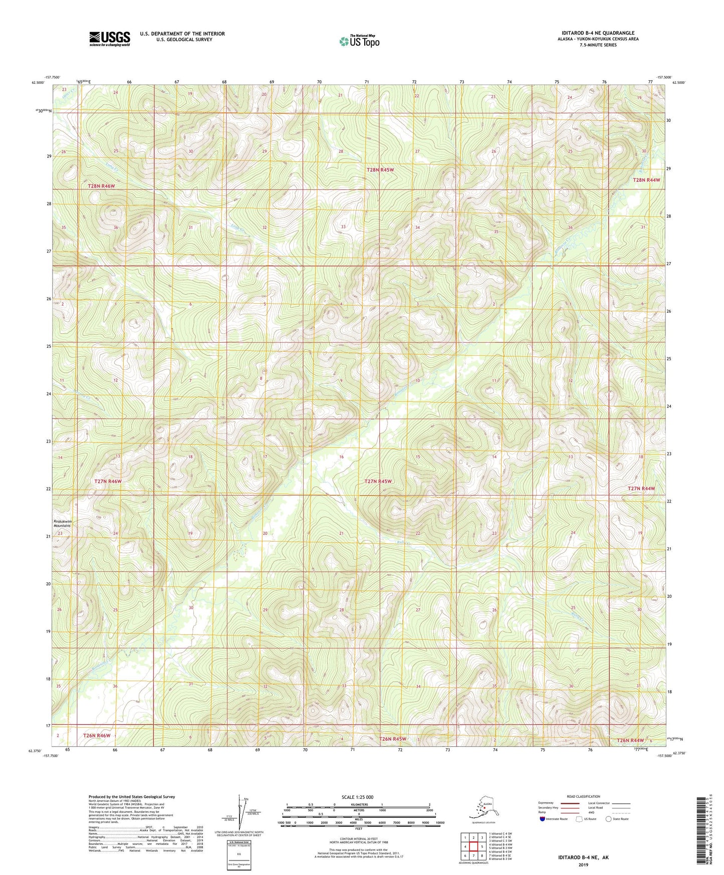 Iditarod B-4 NE Alaska US Topo Map Image