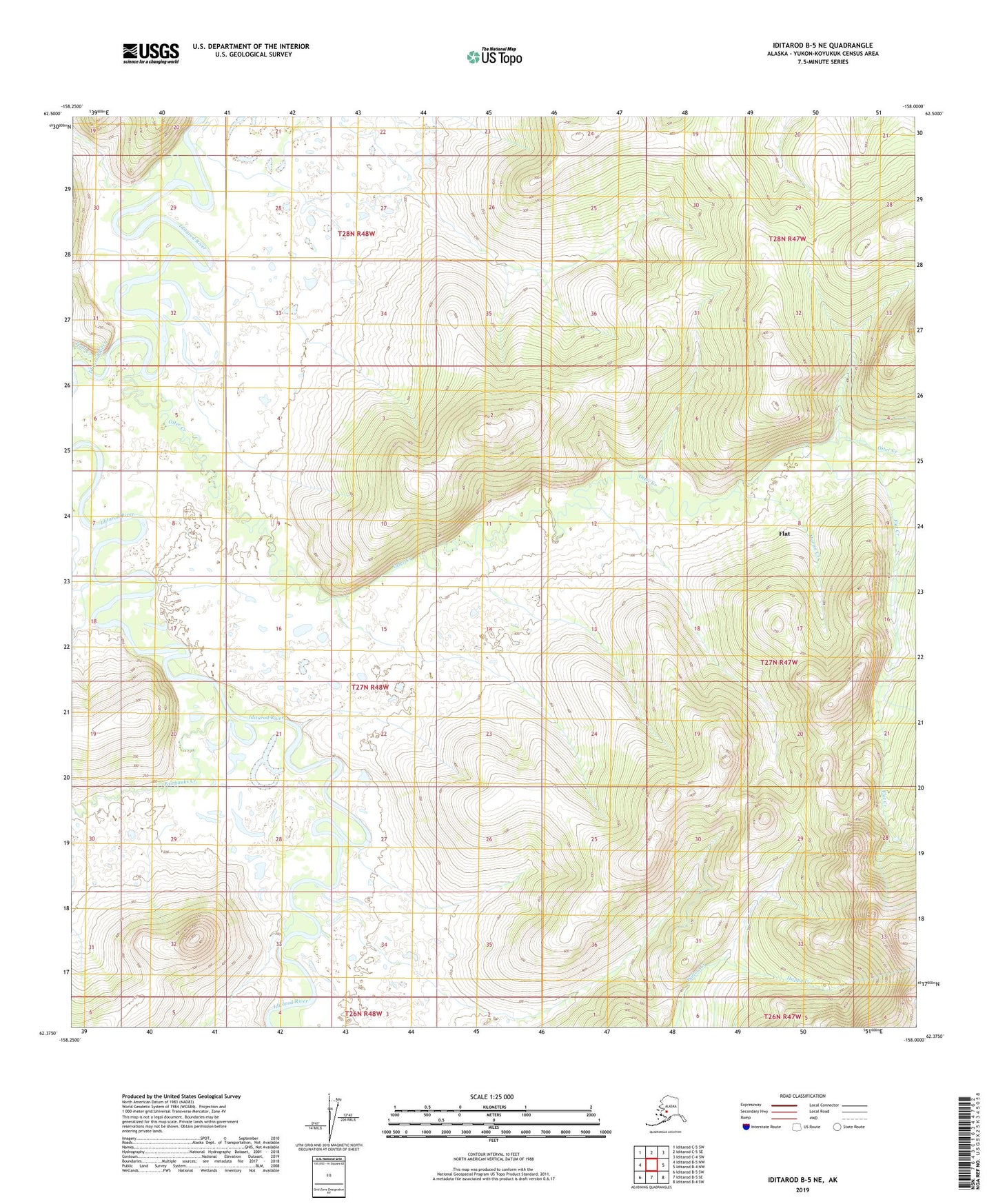 Iditarod B-5 NE Alaska US Topo Map Image