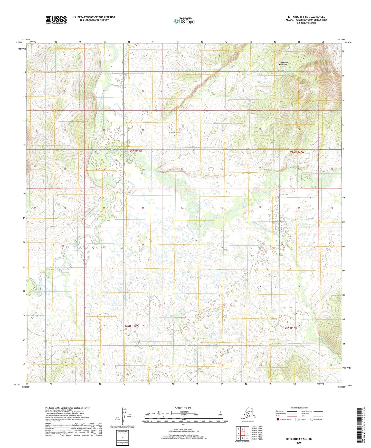 Iditarod B-5 SE Alaska US Topo Map Image