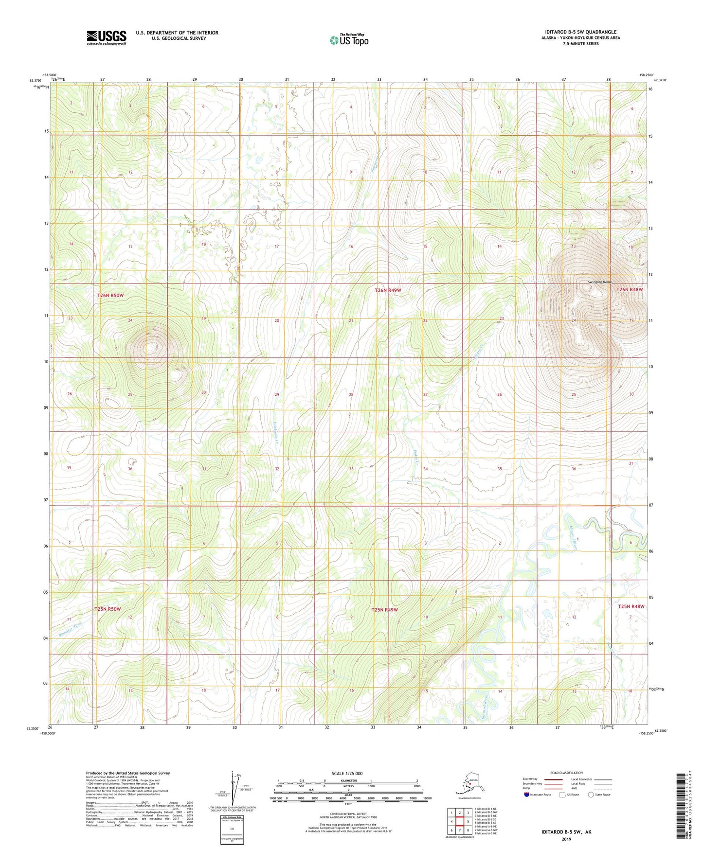 Iditarod B-5 SW Alaska US Topo Map Image