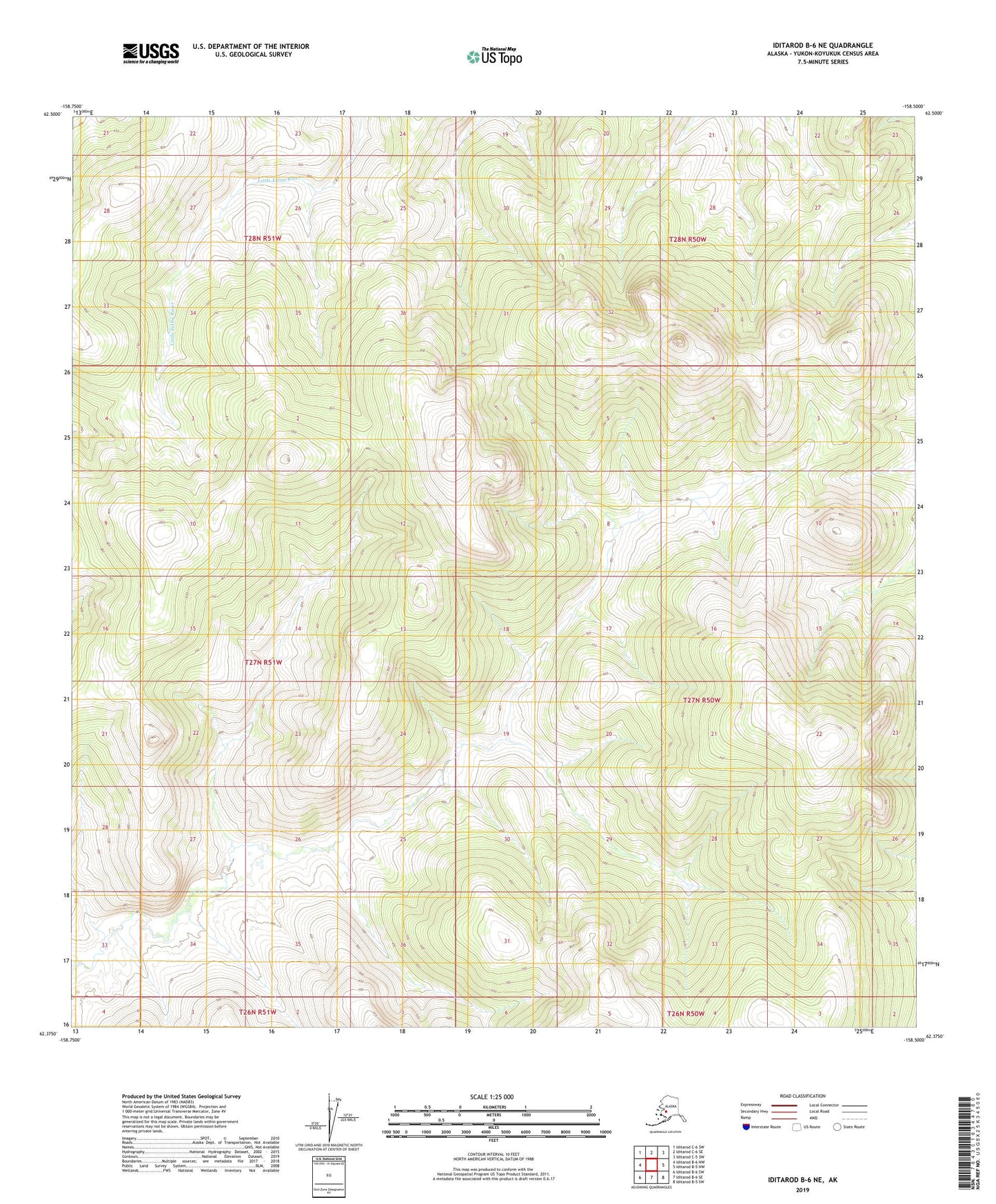 Iditarod B-6 NE Alaska US Topo Map Image