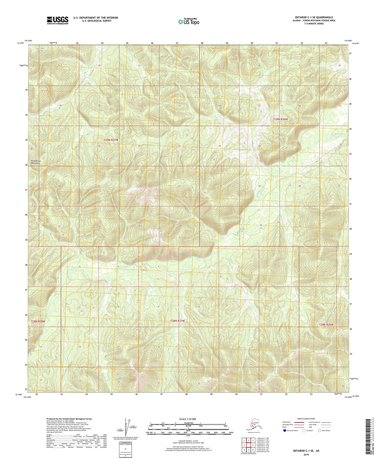 Iditarod C-1 SE Alaska US Topo Map Image