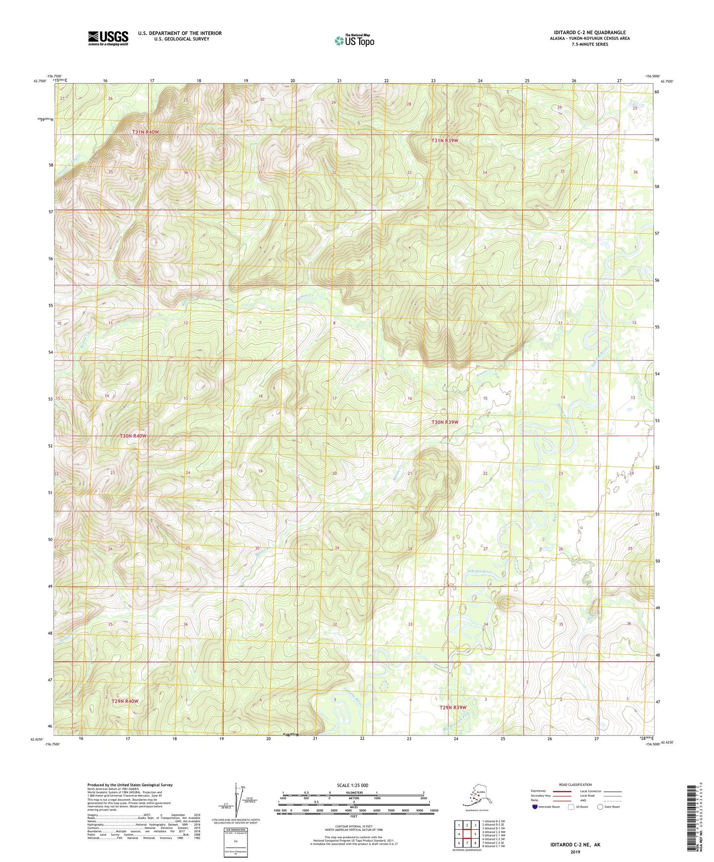 Iditarod C-2 NE Alaska US Topo Map Image