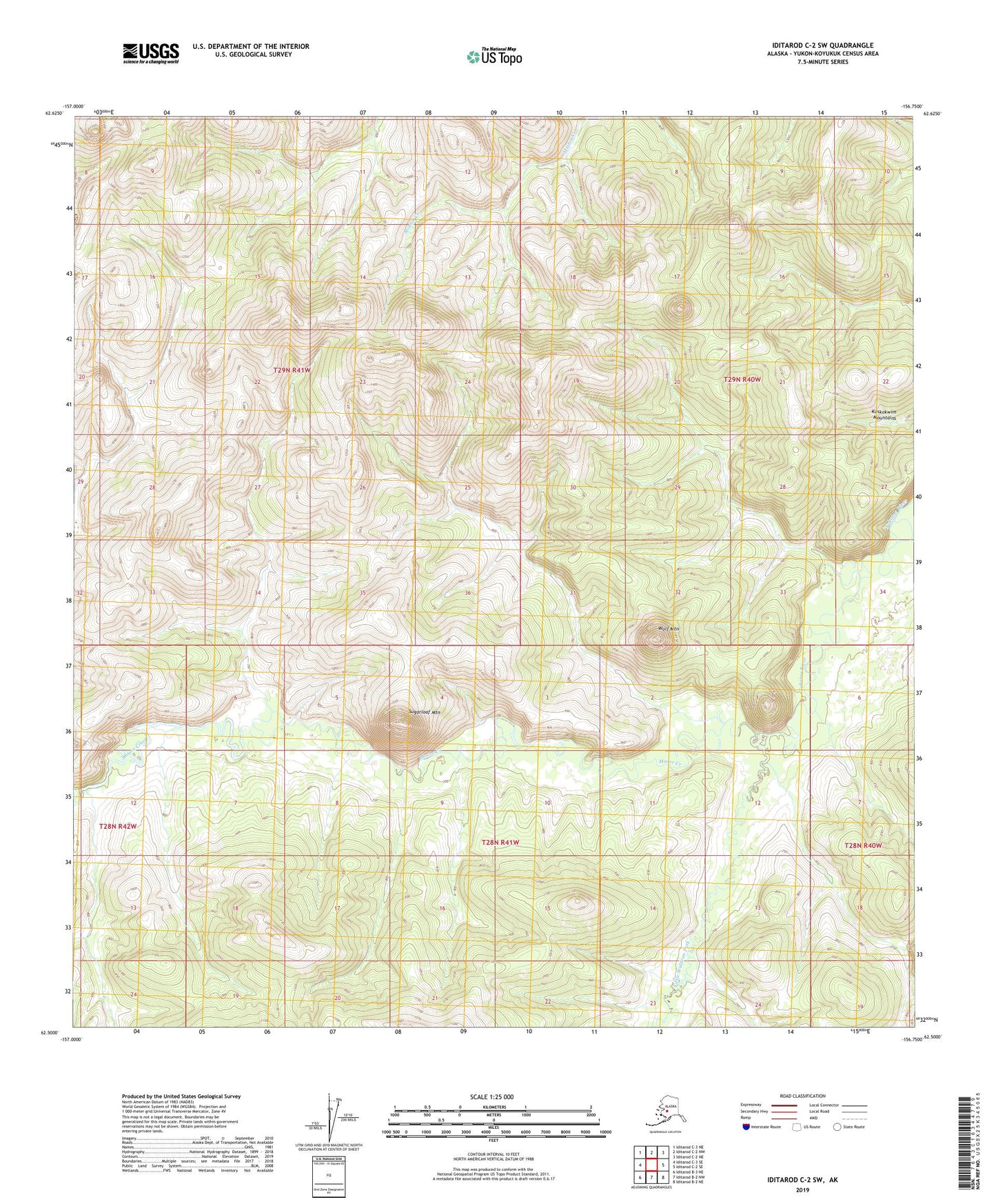 Iditarod C-2 SW Alaska US Topo Map Image