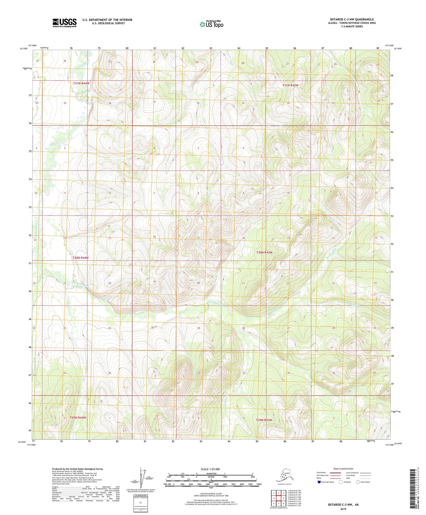 Iditarod C-3 NW Alaska US Topo Map Image