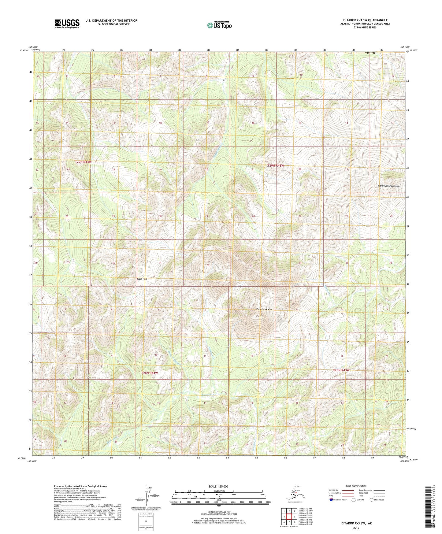 Iditarod C-3 SW Alaska US Topo Map Image