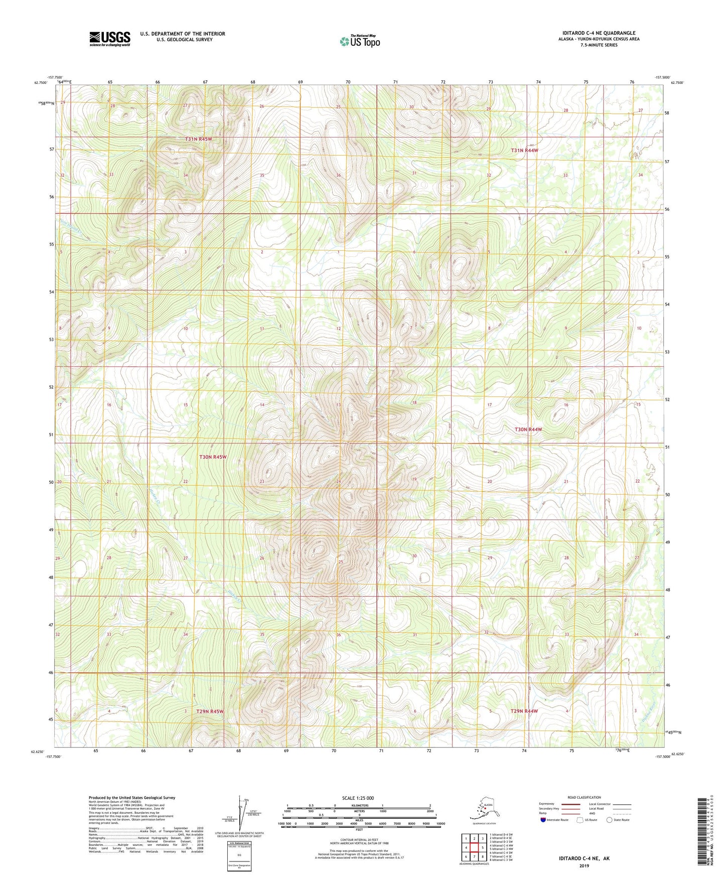 Iditarod C-4 NE Alaska US Topo Map Image