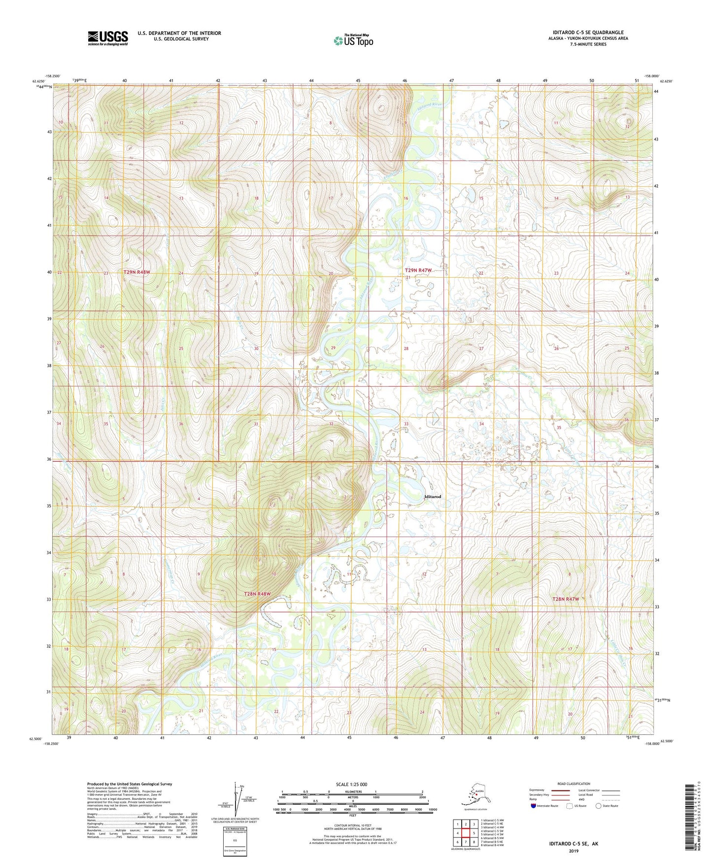 Iditarod C-5 SE Alaska US Topo Map Image