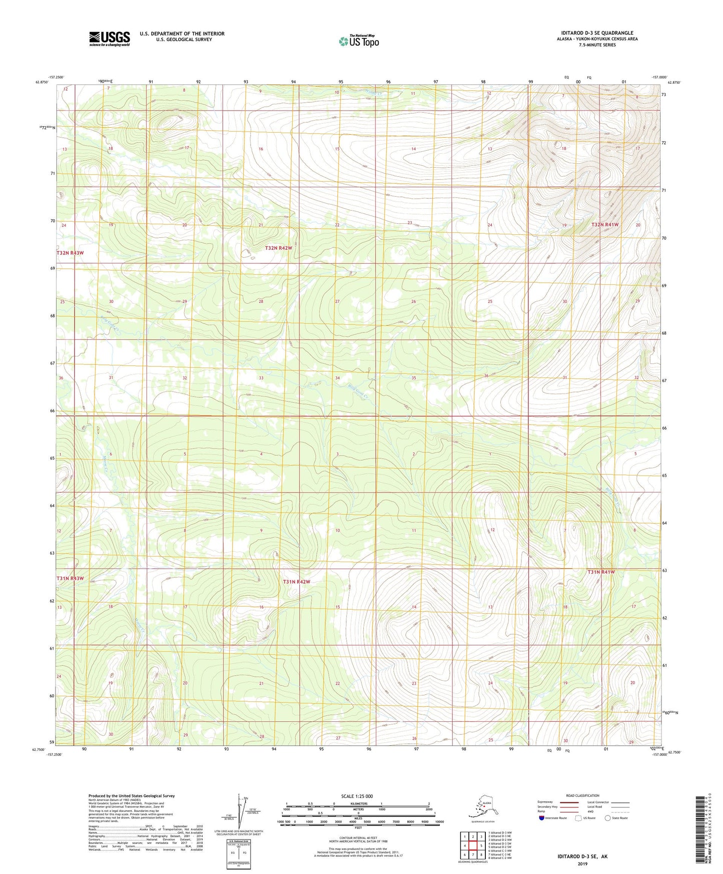 Iditarod D-3 SE Alaska US Topo Map Image