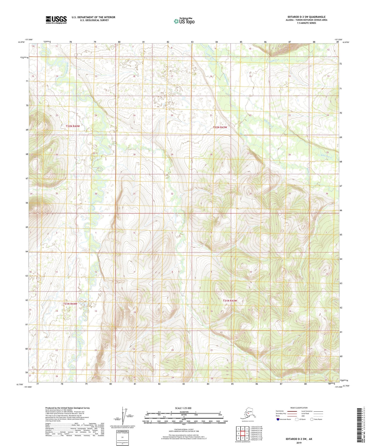 Iditarod D-3 SW Alaska US Topo Map Image