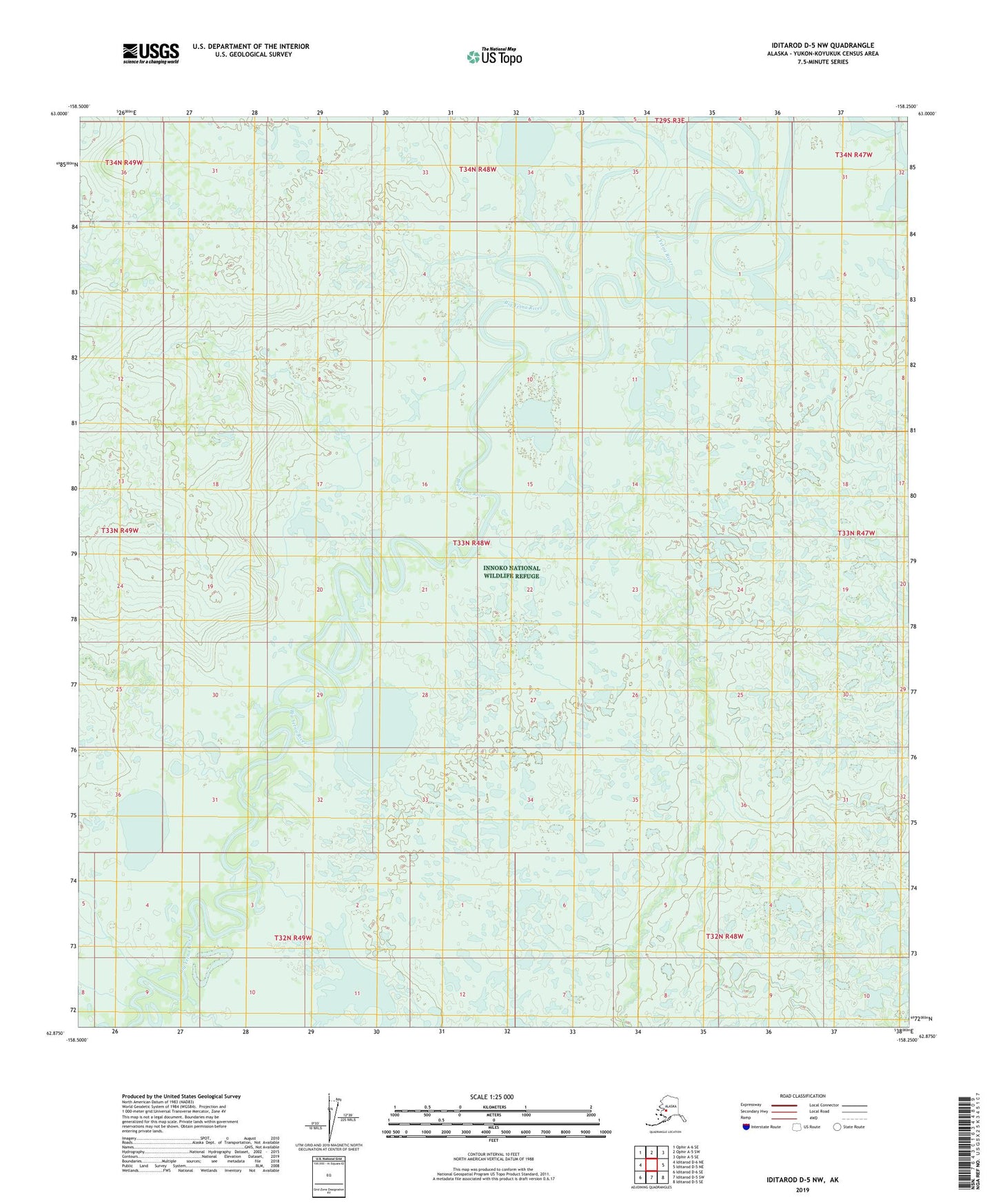 Iditarod D-5 NW Alaska US Topo Map Image