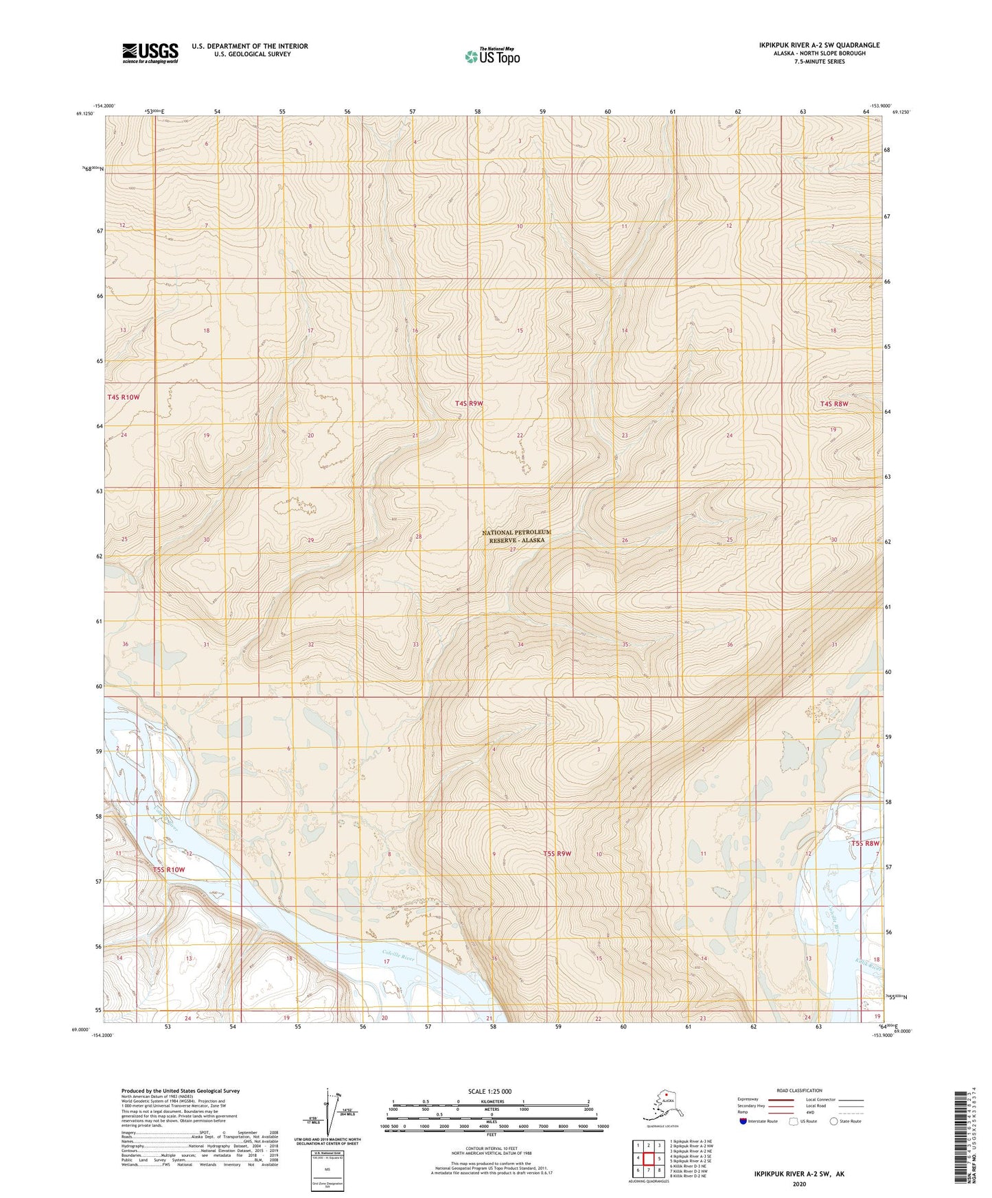 Ikpikpuk River A-2 SW Alaska US Topo Map Image