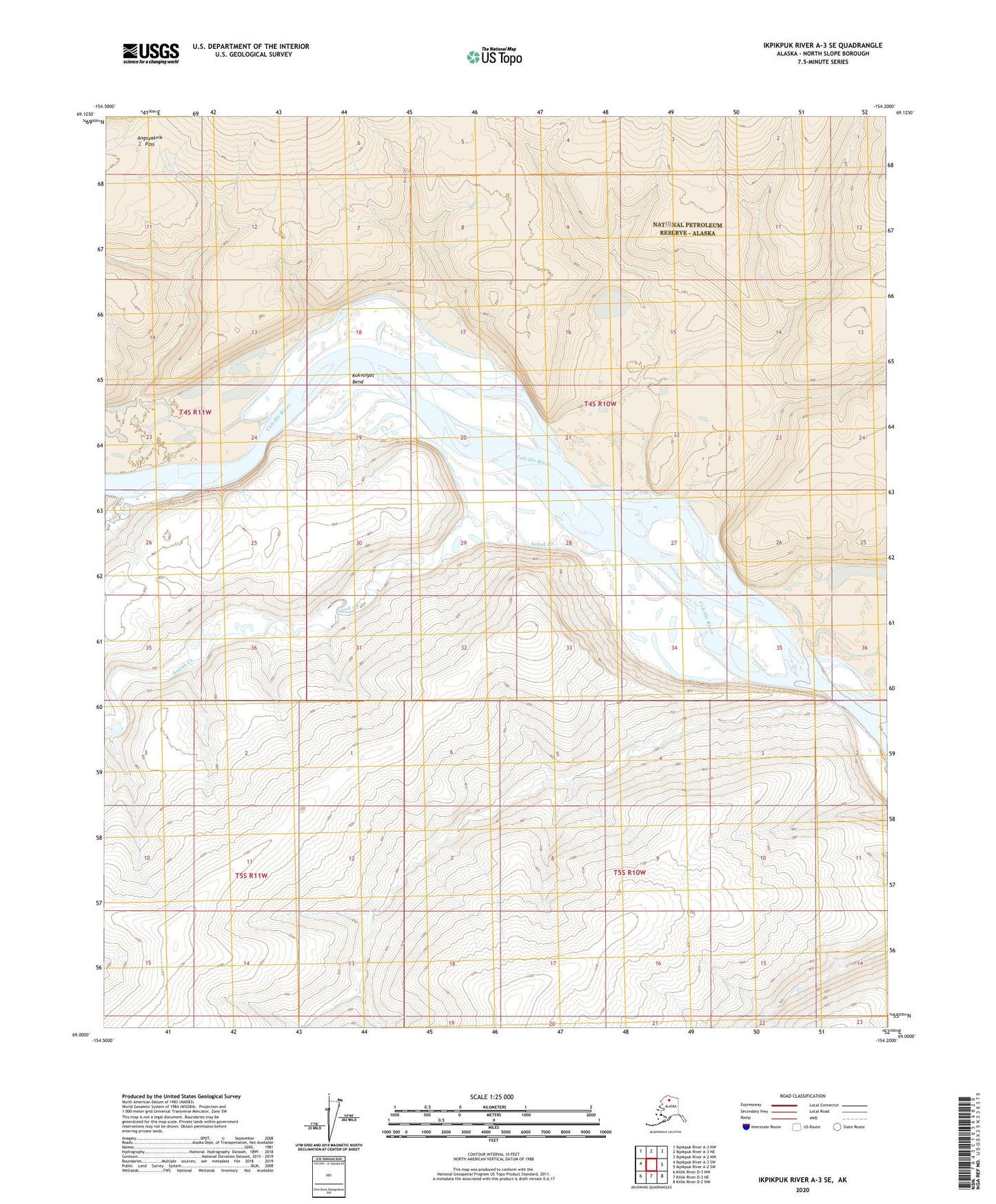 Ikpikpuk River A-3 SE Alaska US Topo Map Image