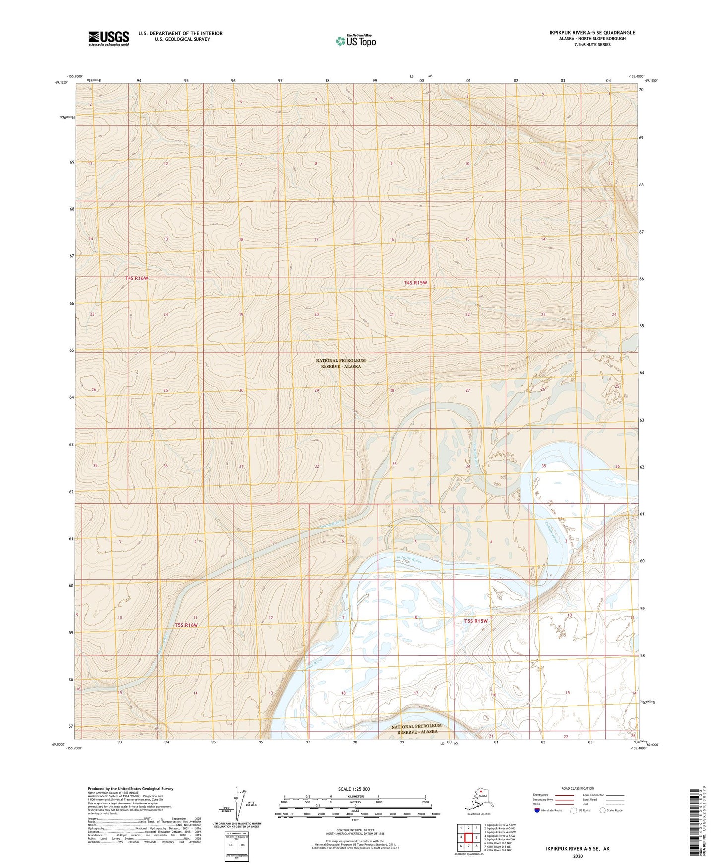 Ikpikpuk River A-5 SE Alaska US Topo Map Image