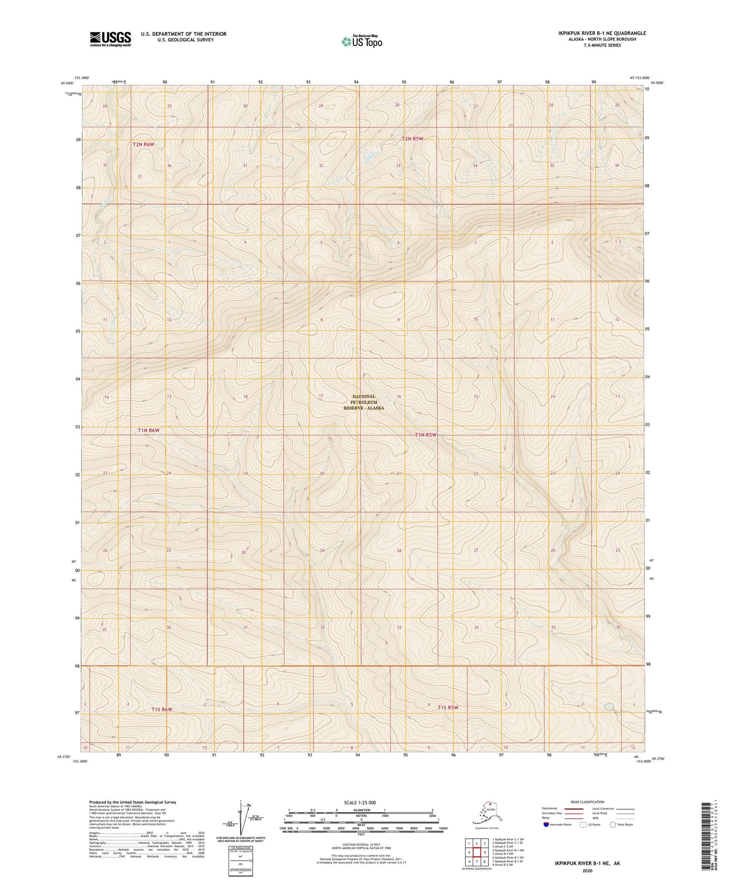 Ikpikpuk River B-1 NE Alaska US Topo Map Image