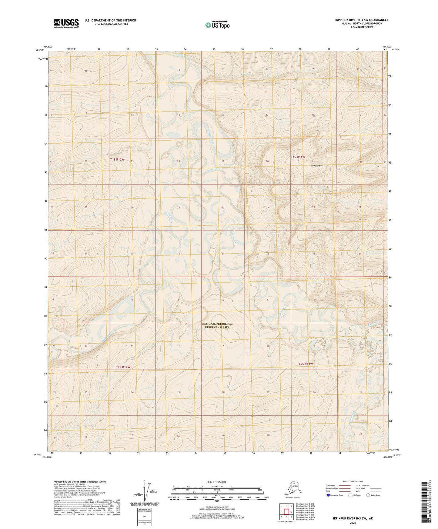 Ikpikpuk River B-3 SW Alaska US Topo Map Image